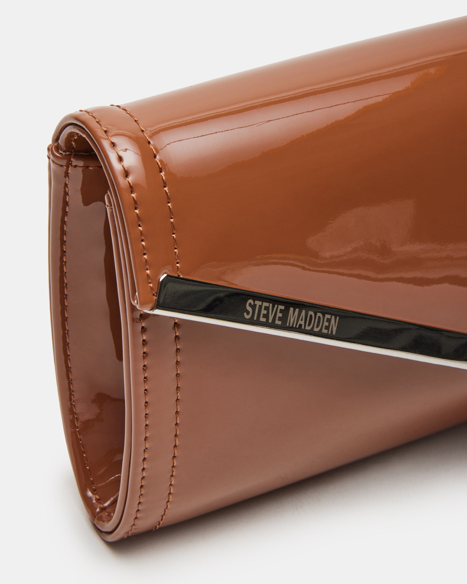 Clutch bag open, displaying inner card slots and back slip pocket