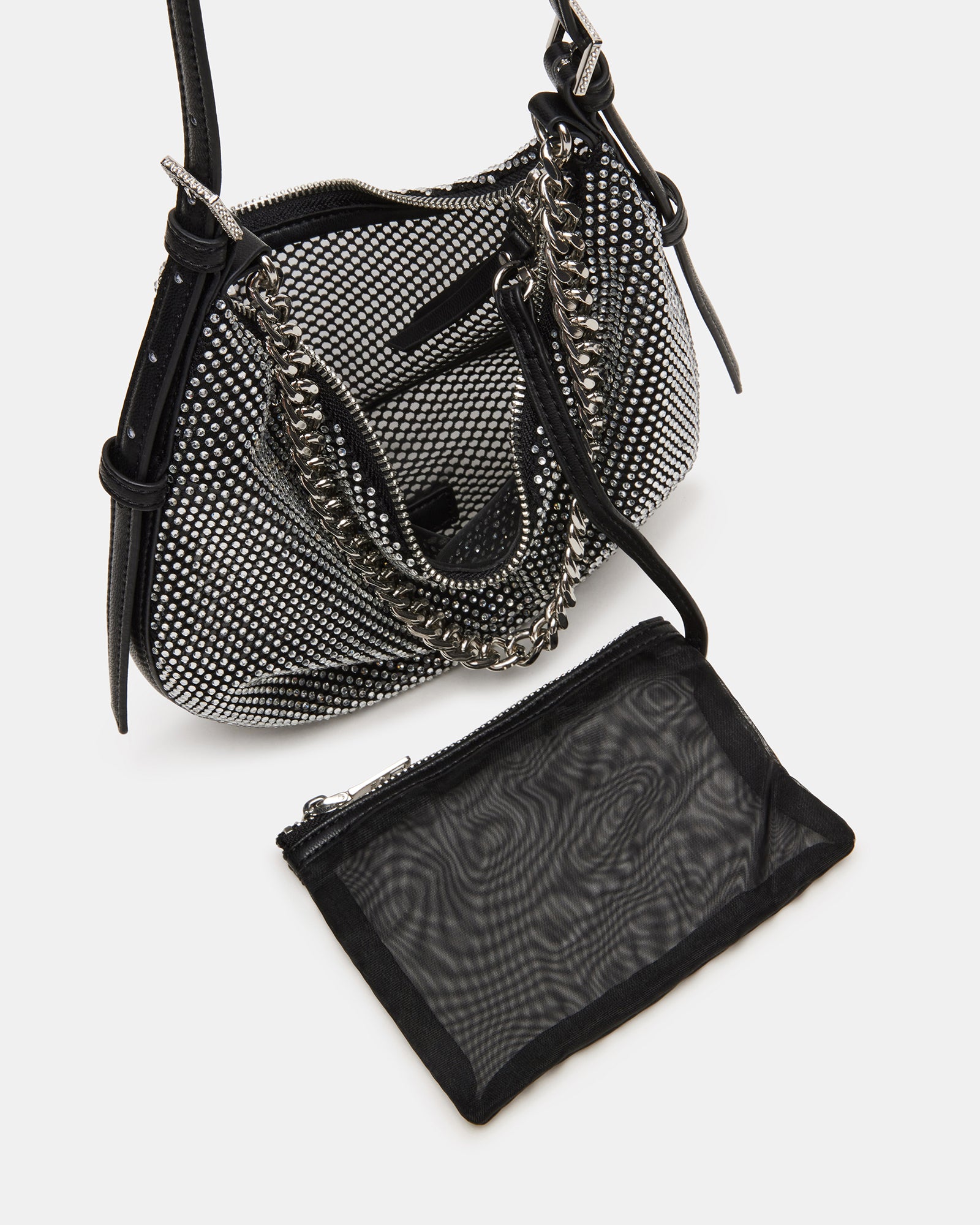 Front view of the Crystal Chic Dreamin Bag showcasing crystal embellishments.