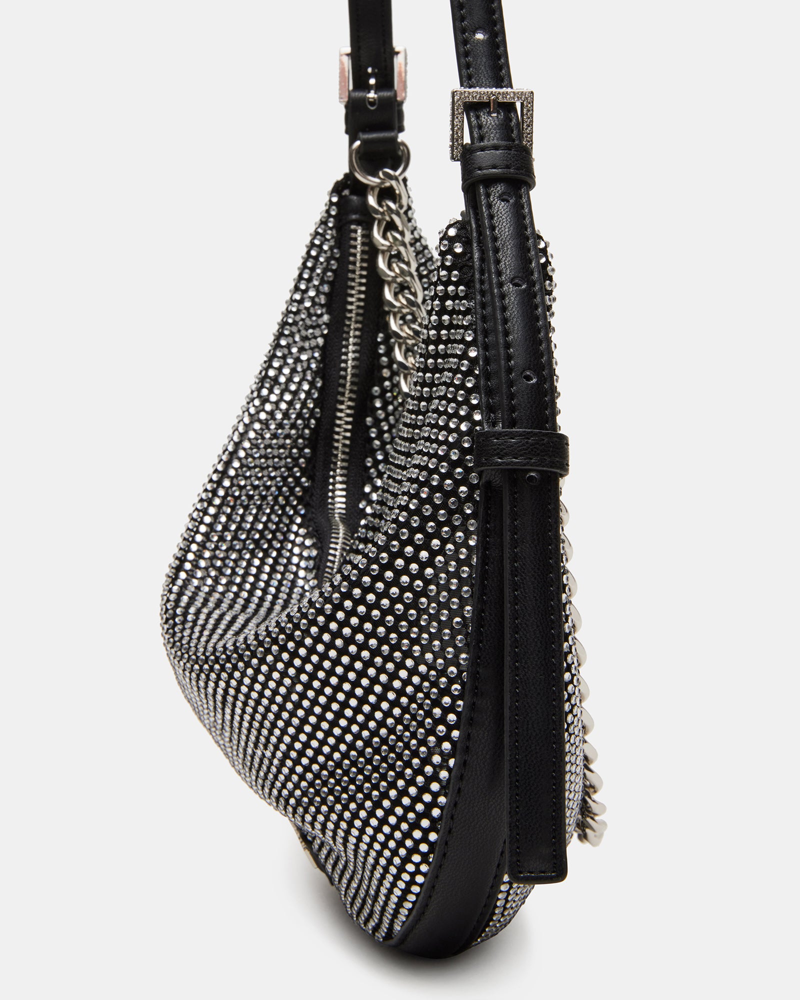 Side angle of the Dreamin Bag highlighting the chunky curb chain detail.