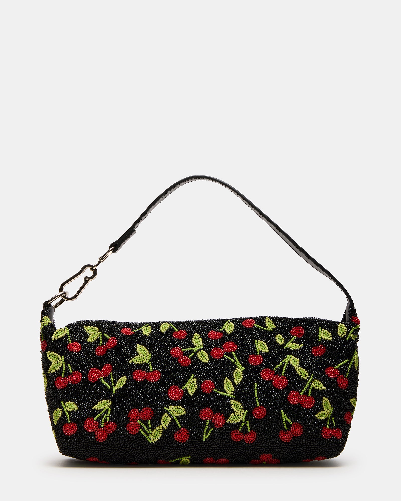 Front view of the chic beaded shoulder bag showcasing its intricate design.