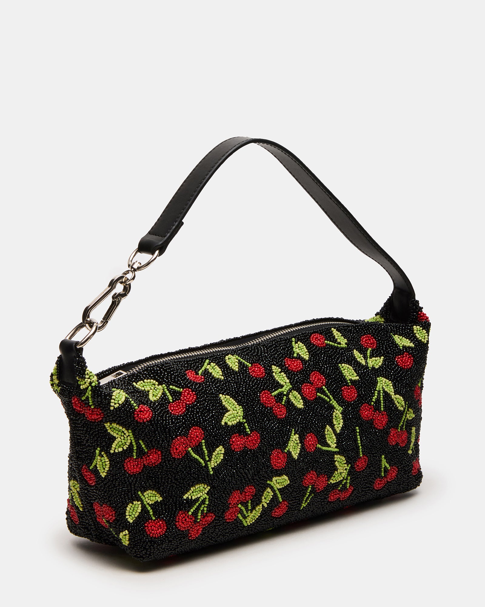 Front view of the chic beaded shoulder bag showcasing its intricate design.
