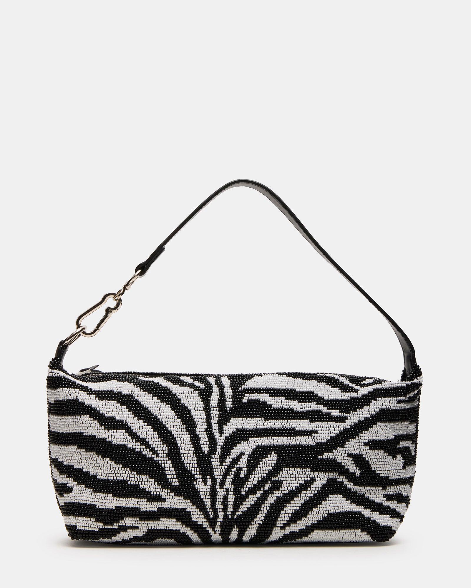 Emersyn beaded zebra print bag front view with intricate beadwork