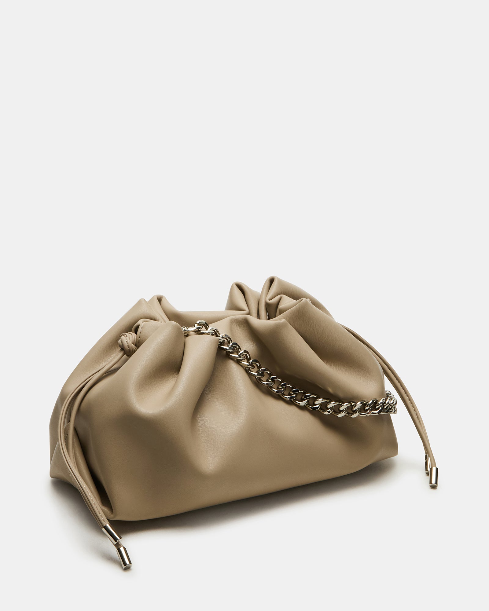 Styled Emmy Taupe bag with removable chain for evening wear