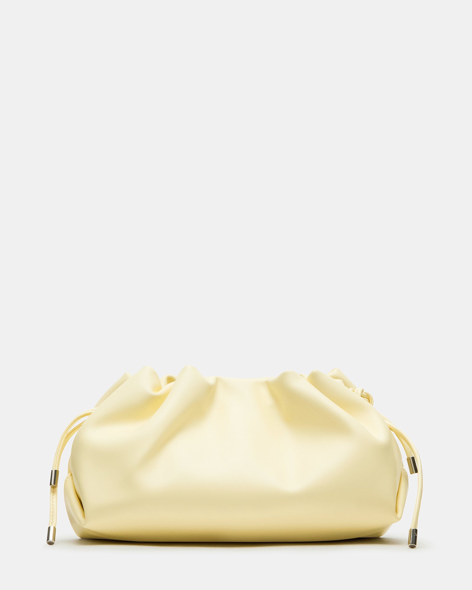Front view of the EMMY pleated leather crossbody bag with adjustable straps