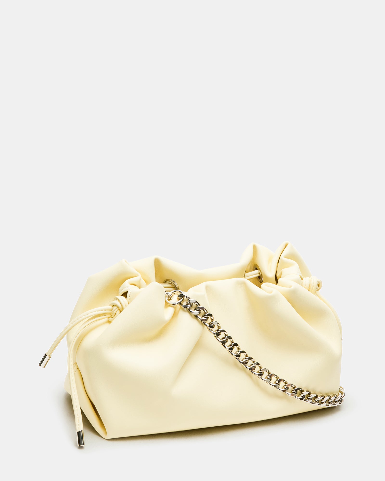 Front view of the EMMY pleated leather crossbody bag with adjustable straps