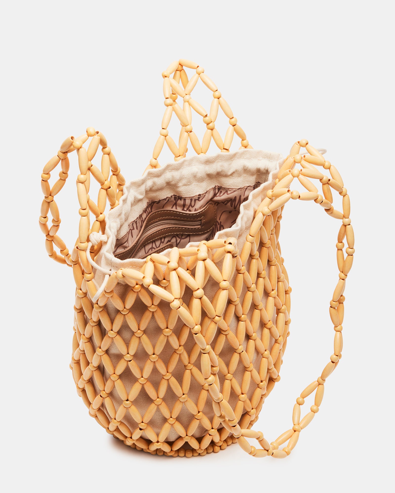 Close-up of chunky beads on the FIJI bag highlighting craftsmanship