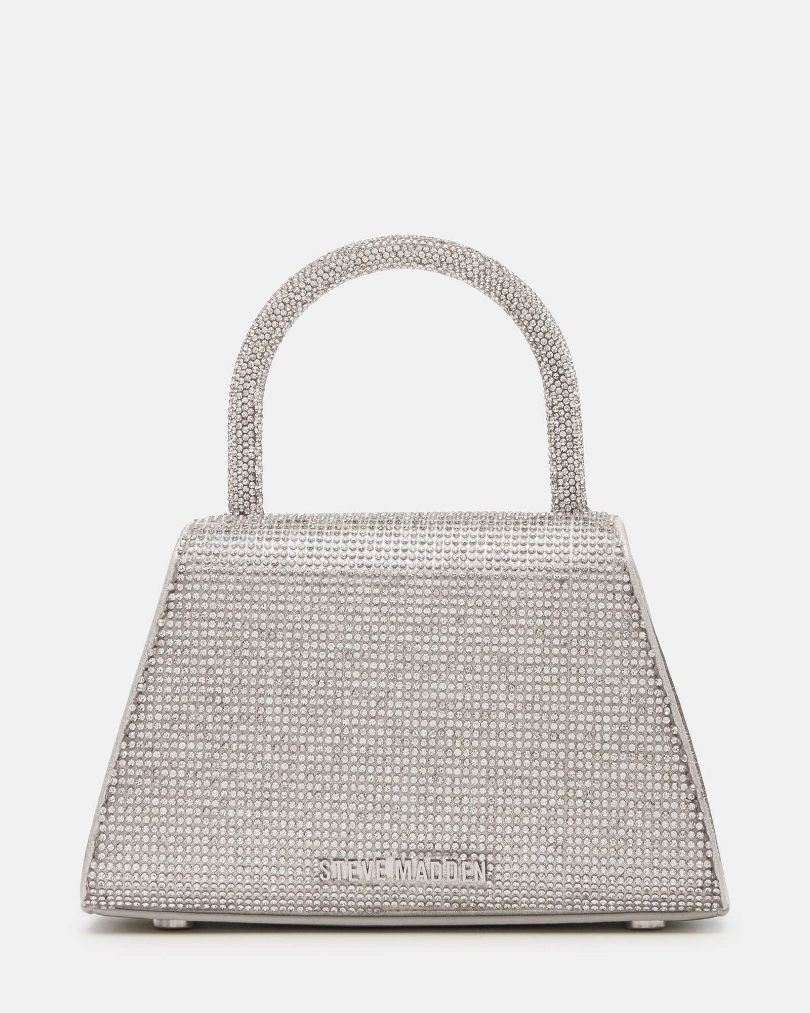Top view of the mini tote bag with chain strap and magnetic closure.