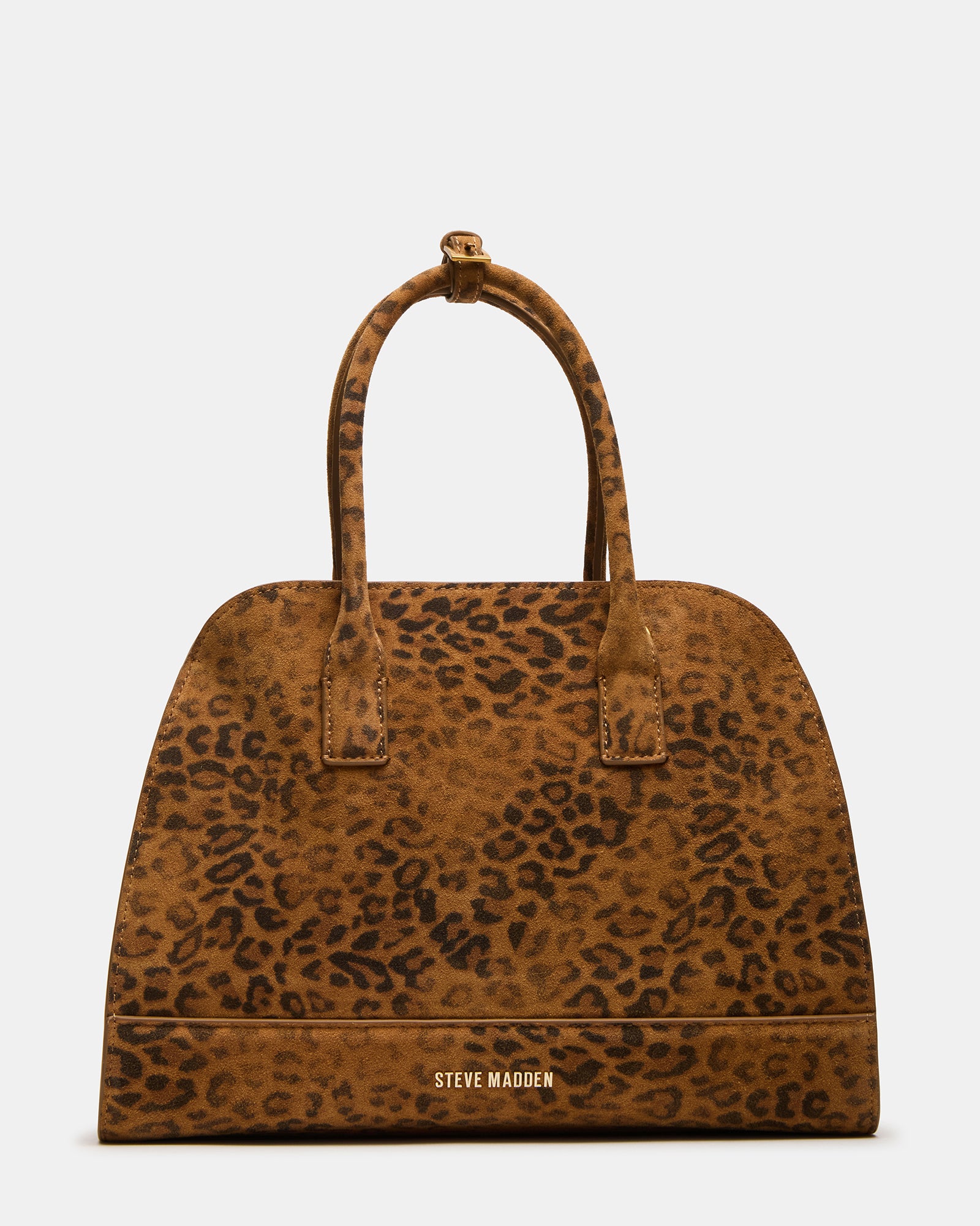 Spacious interior of the leopard print bag with essentials inside