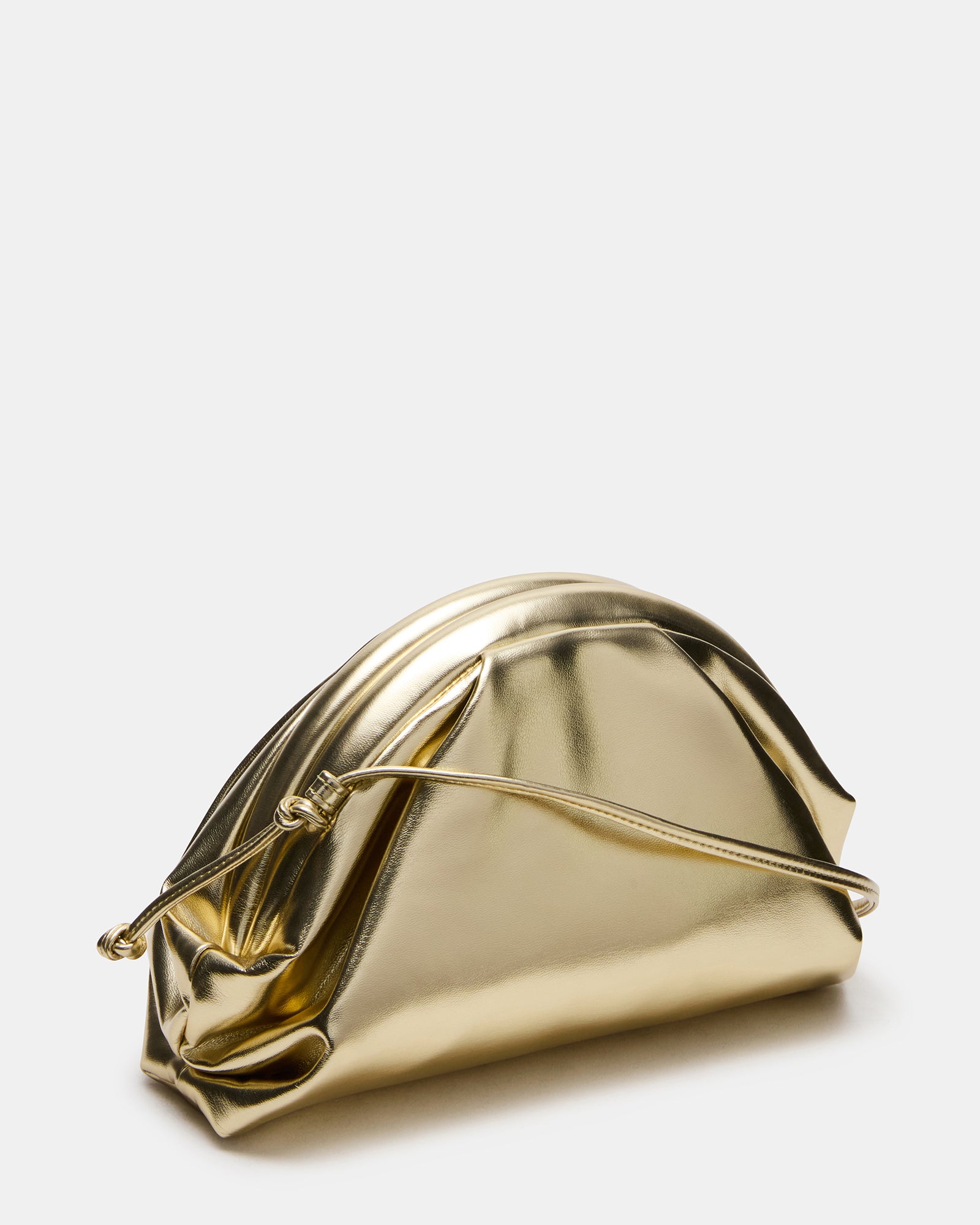Cary Gold Leather Heels showcasing open-toe design from the front angle