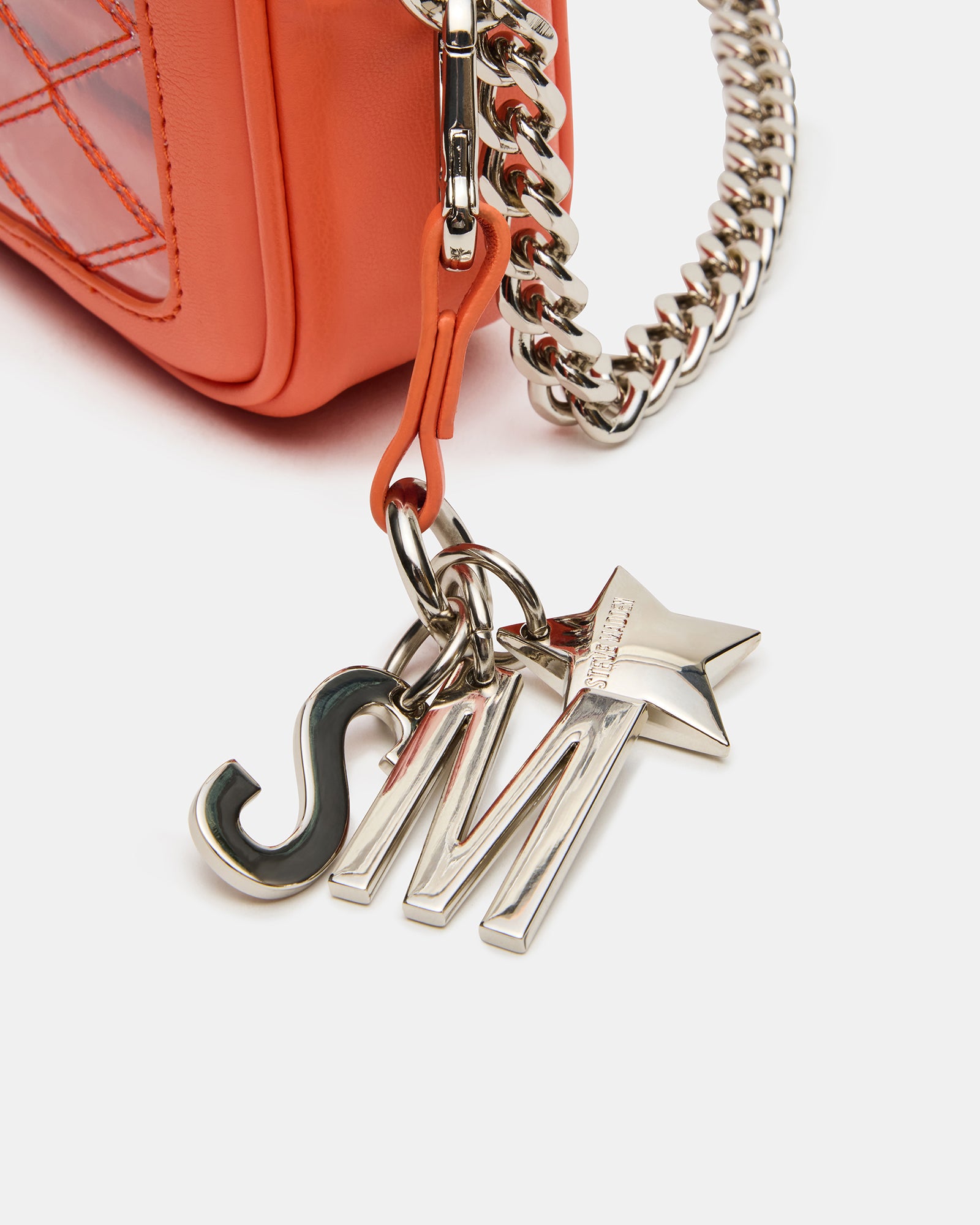Detailed view showcasing the quilted stitching and matte hardware.