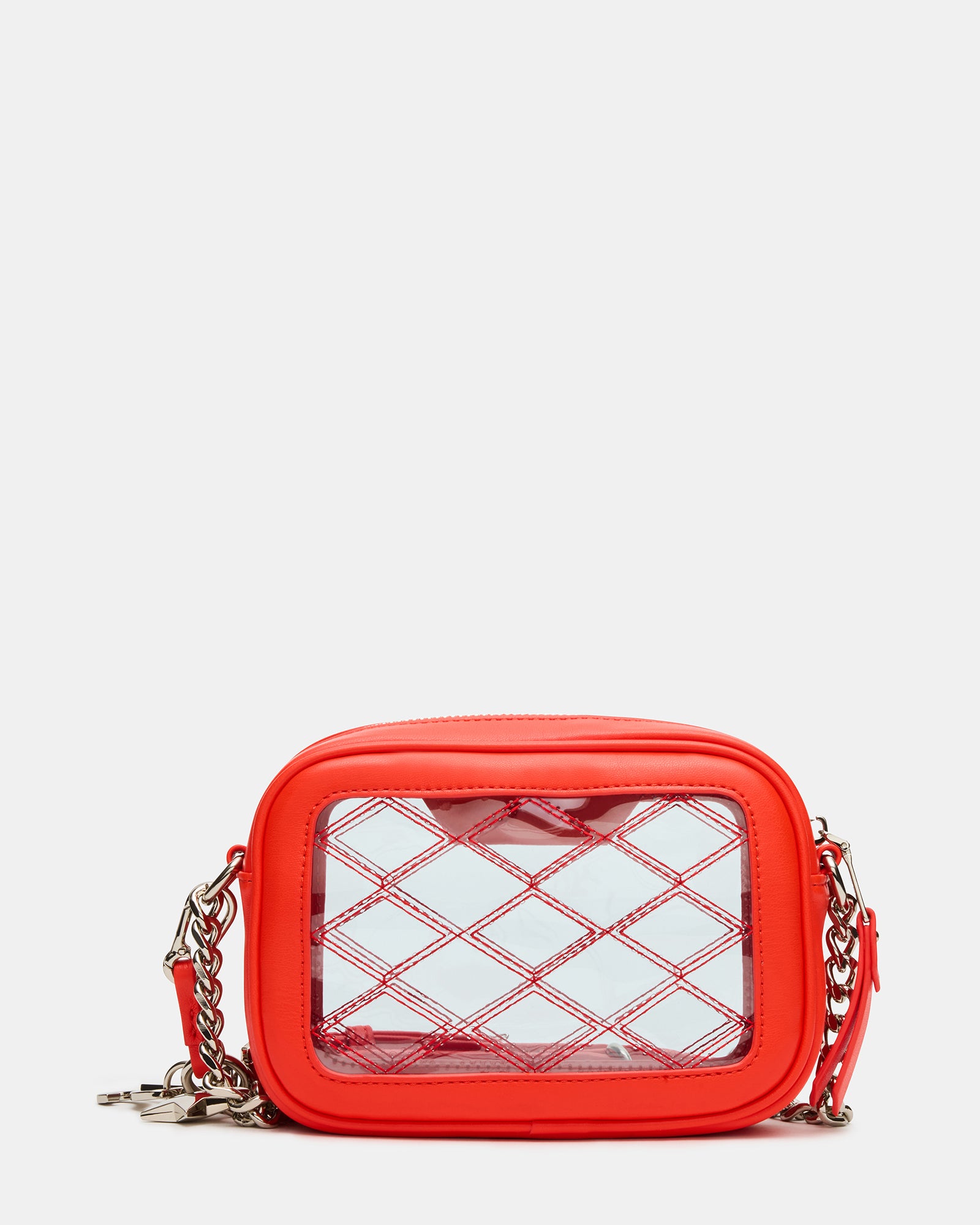 Model wearing the clear crossbody bag at a concert, showcasing its versatility.