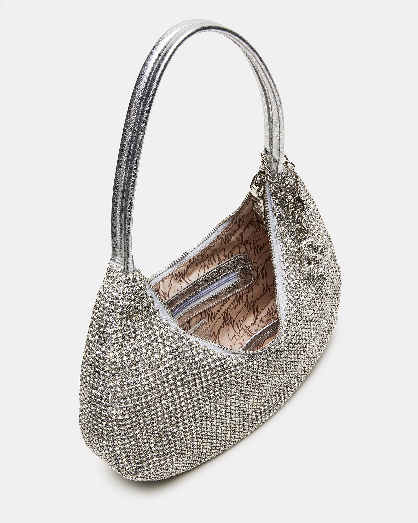 Close-up of Rhinestone Glam Shoulder Bag featuring rhinestone details