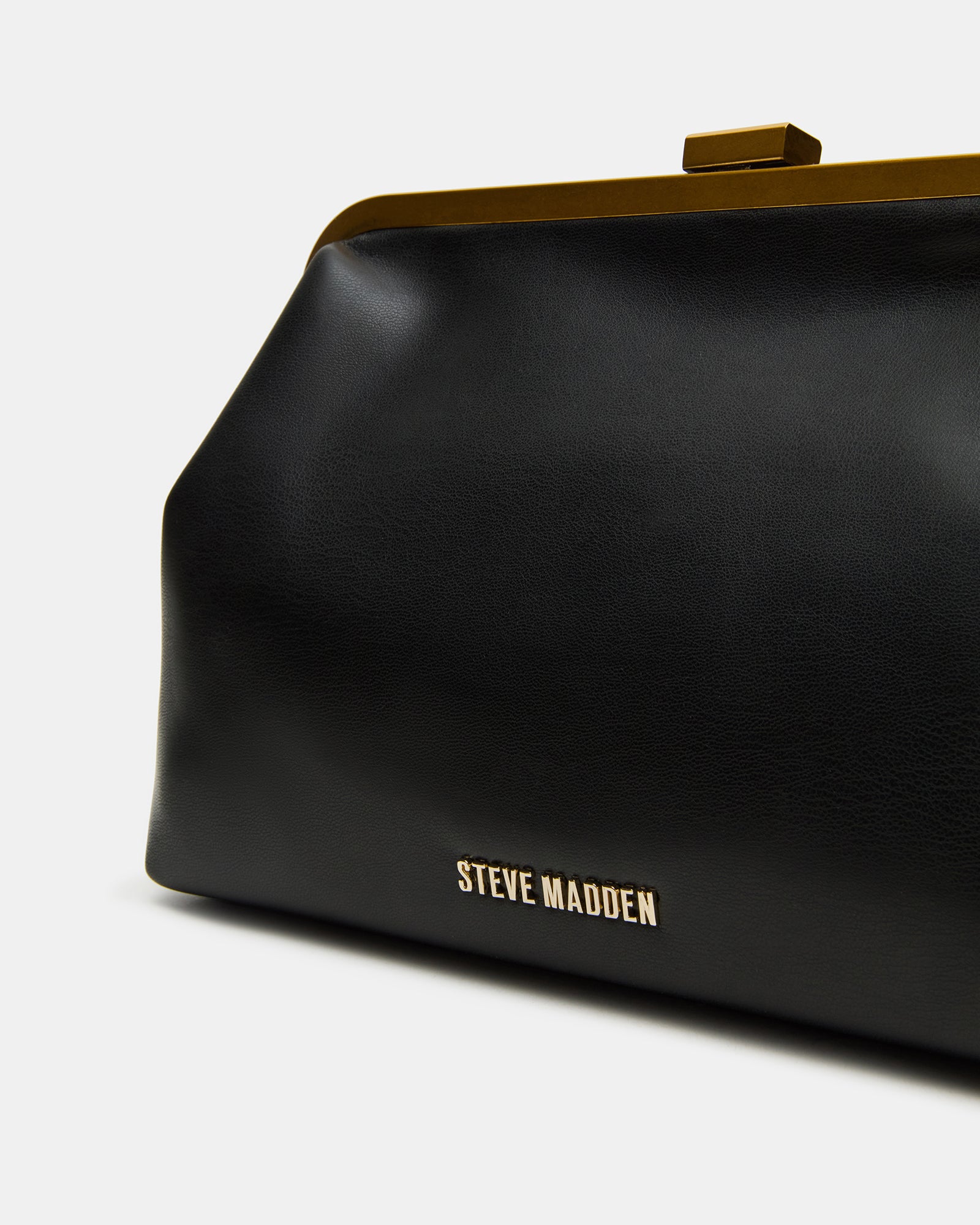 Open evening bag displaying its interior zipper pocket and organized compartments
