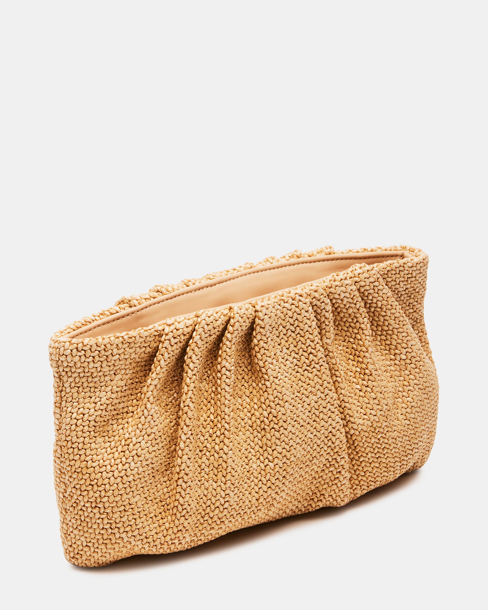 Lucia clutch bag displayed with duster bag, highlighting its chic and versatile style.