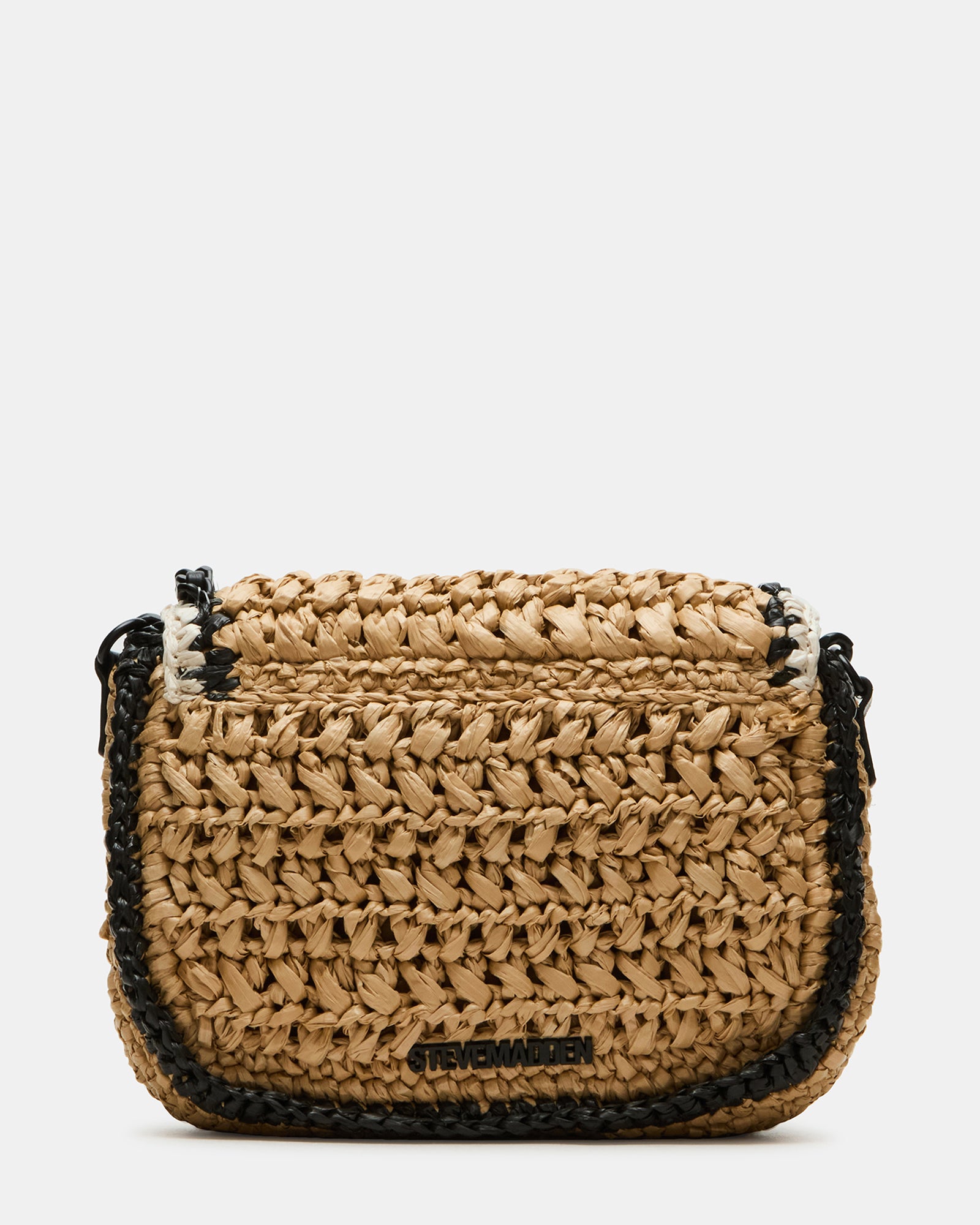 Side profile of natural straw bag showing slim silhouette and texture