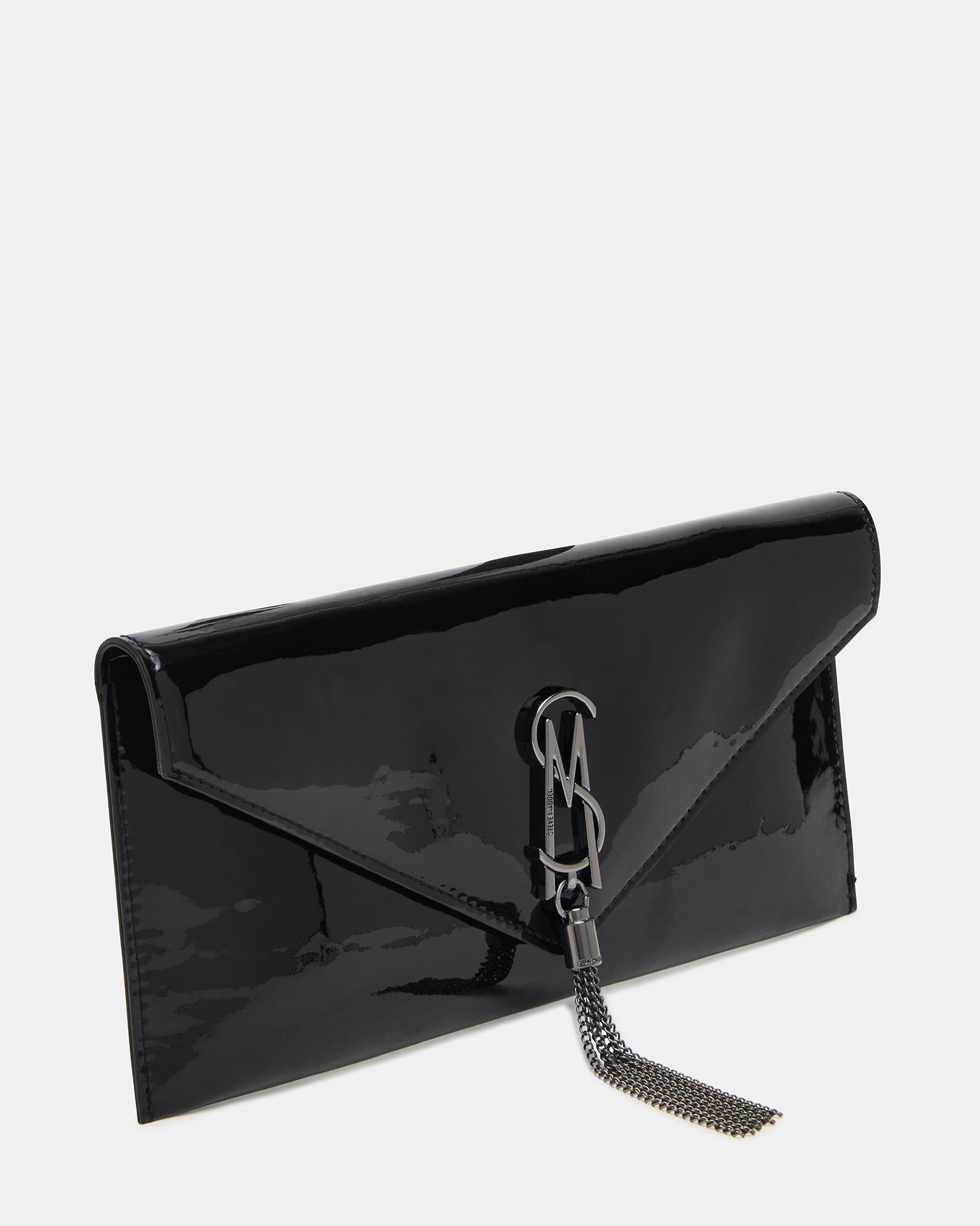 Morgana clutch bag displayed with crossbody strap for versatile use