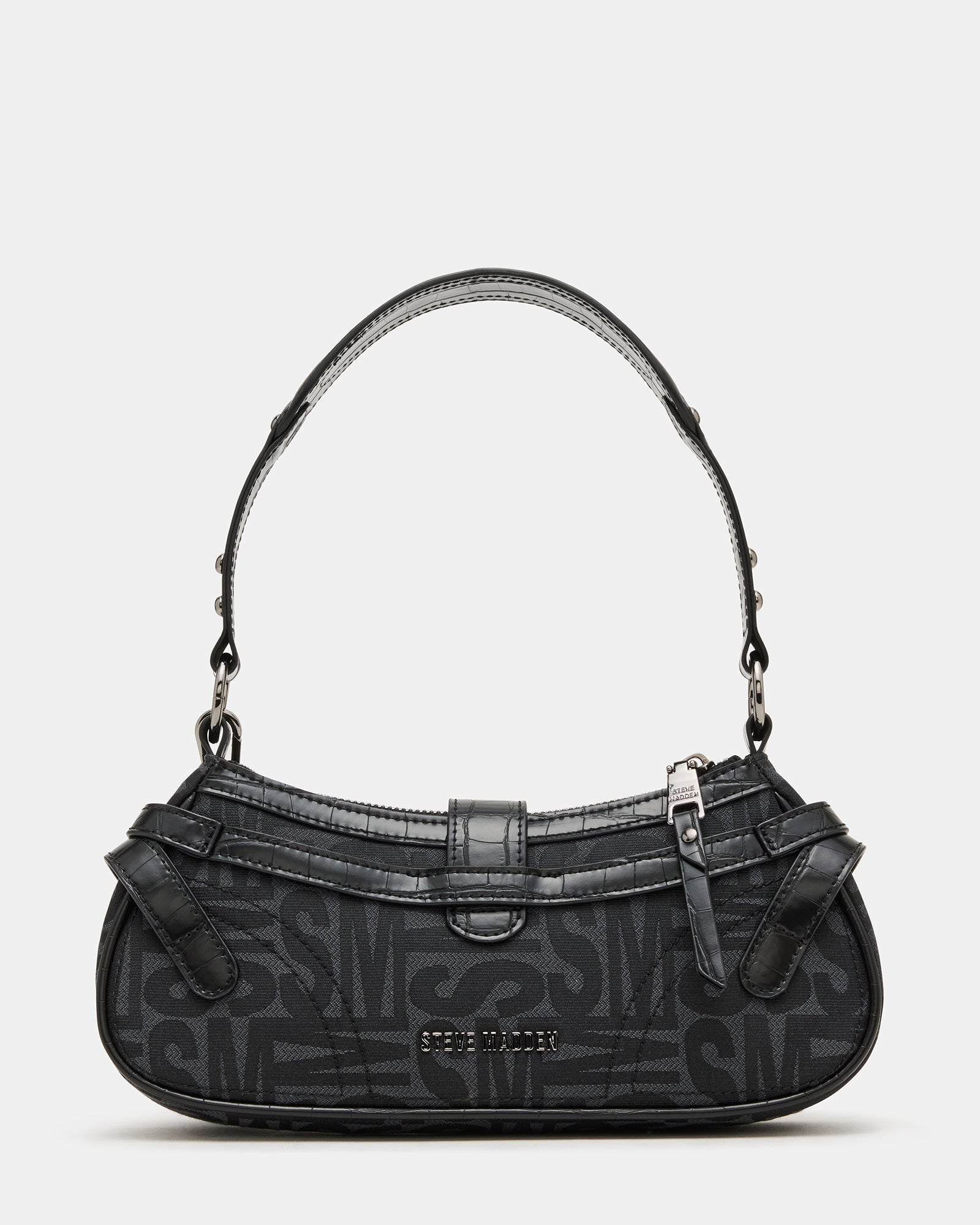 Stylish model carrying the black multi vintage bag crossbody
