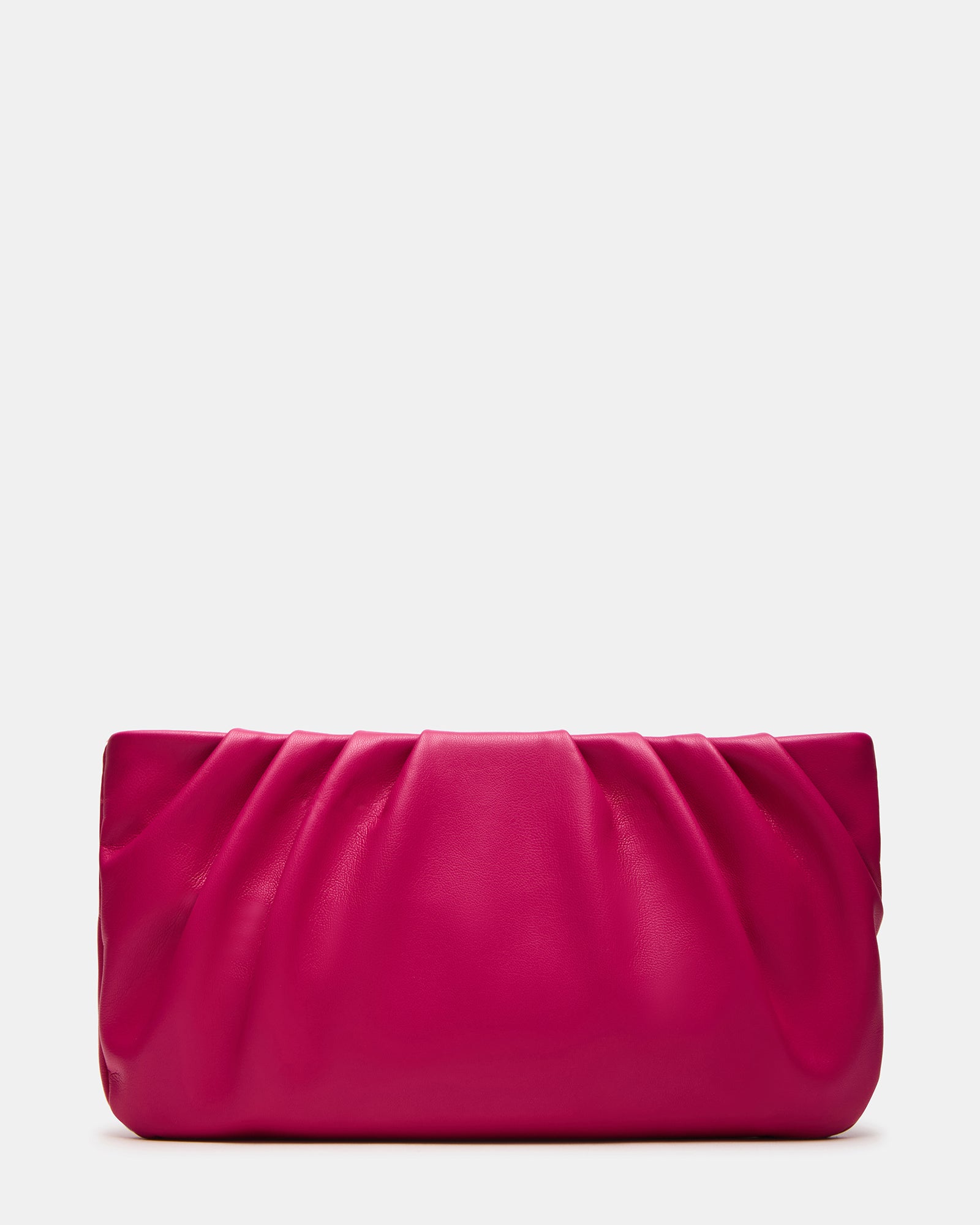 NIKA fuchsia leather crossbody bag with chain strap on a stylish evening table
