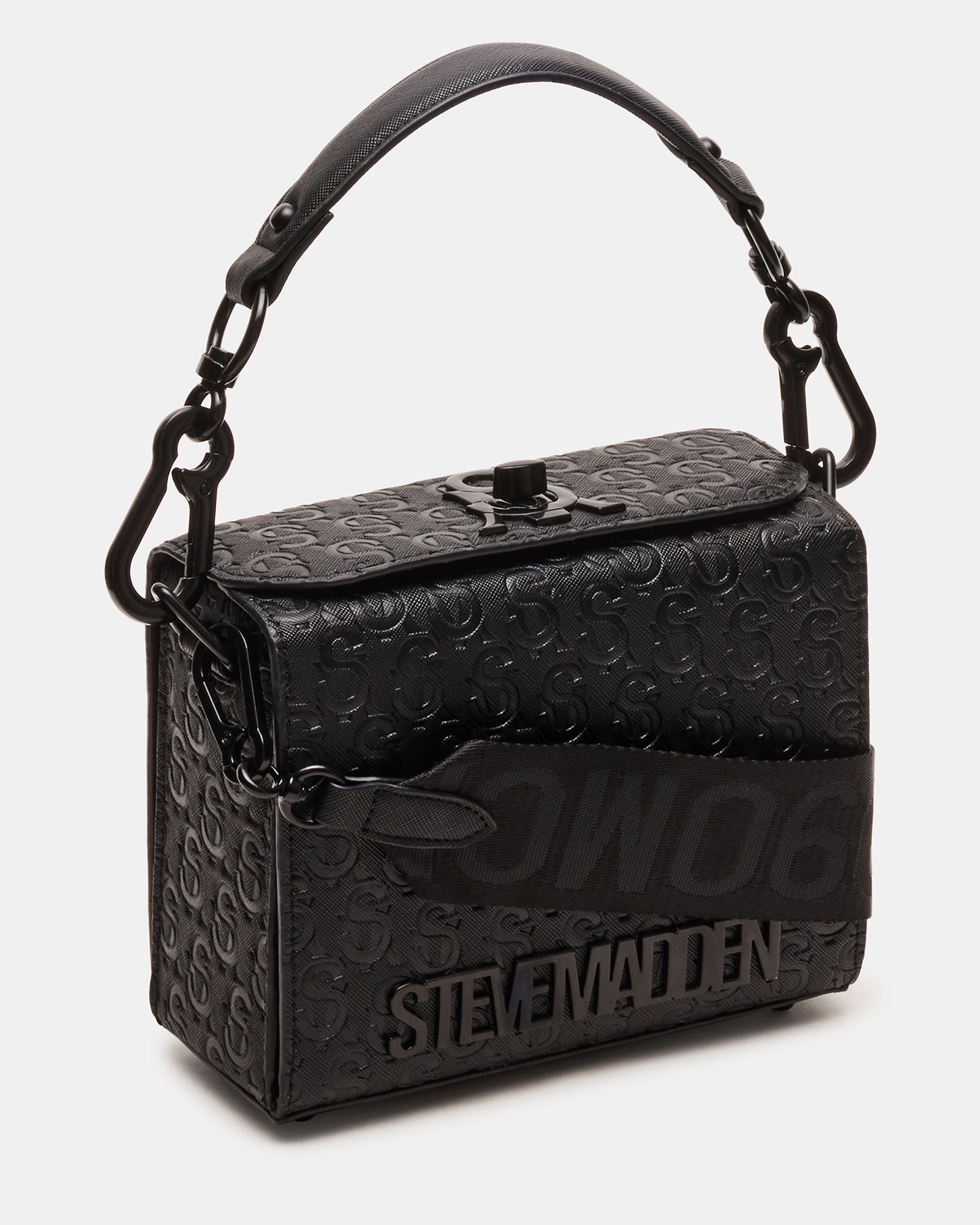 Front view of Noya Luxe crossbody bag showcasing embossed details