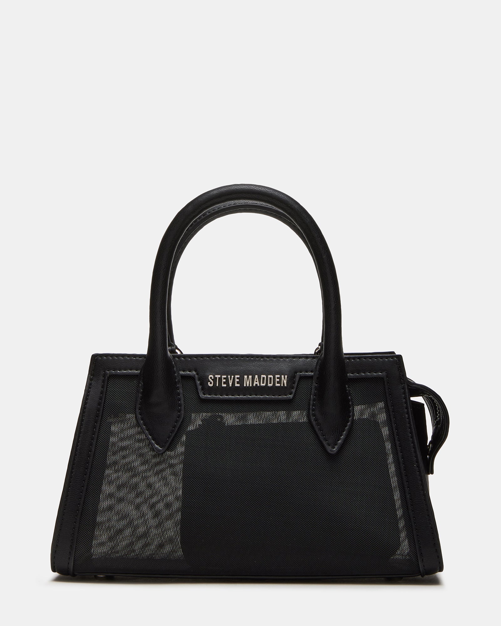 Chic black mini top handle bag displayed on a table