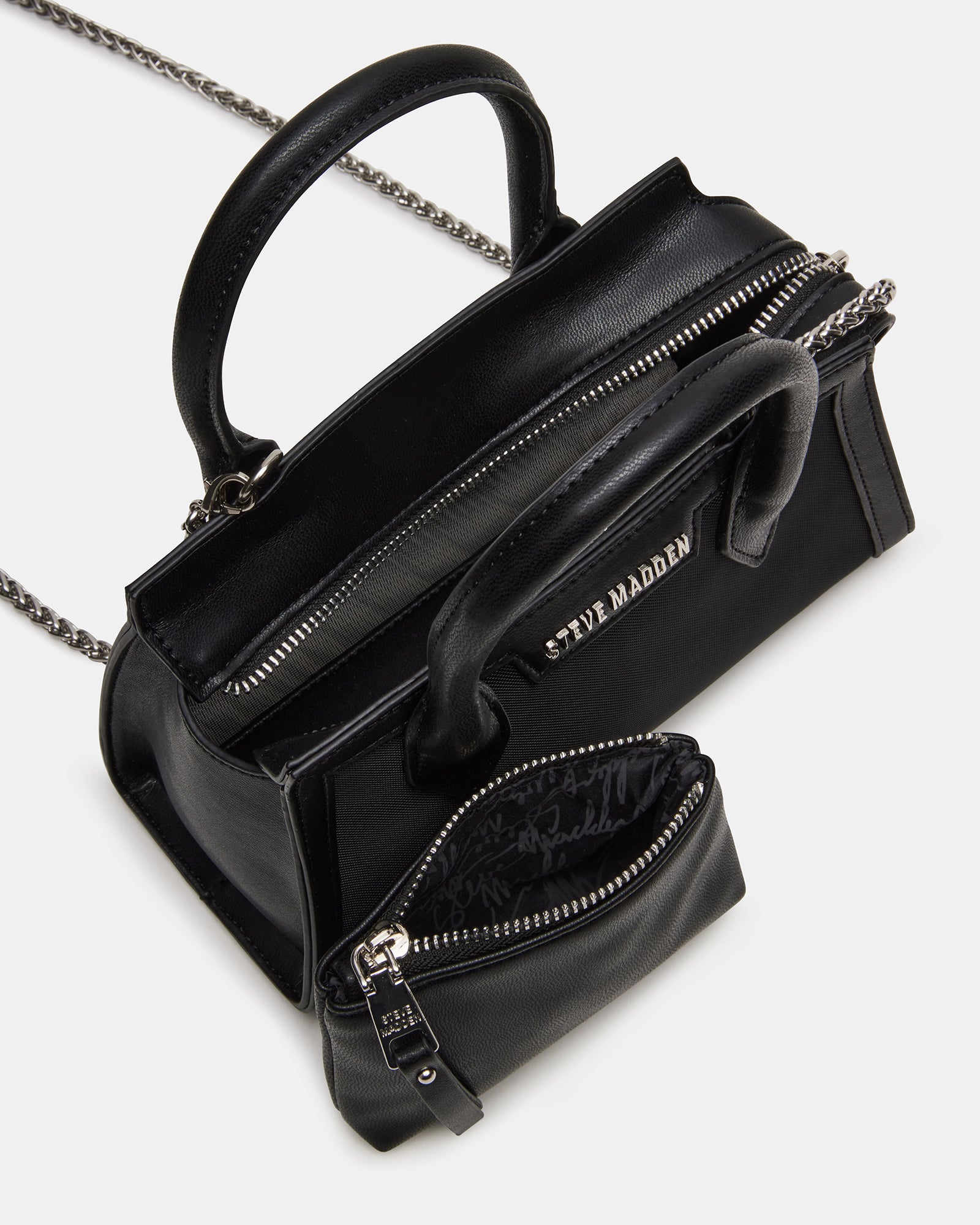 Close-up view of the top zipper closure and mesh design
