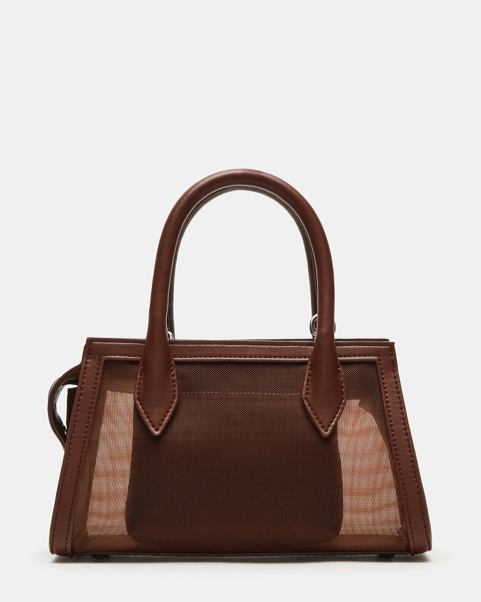 Close-up of the Peachy top-handle bags top zipper closure and interior pouch.