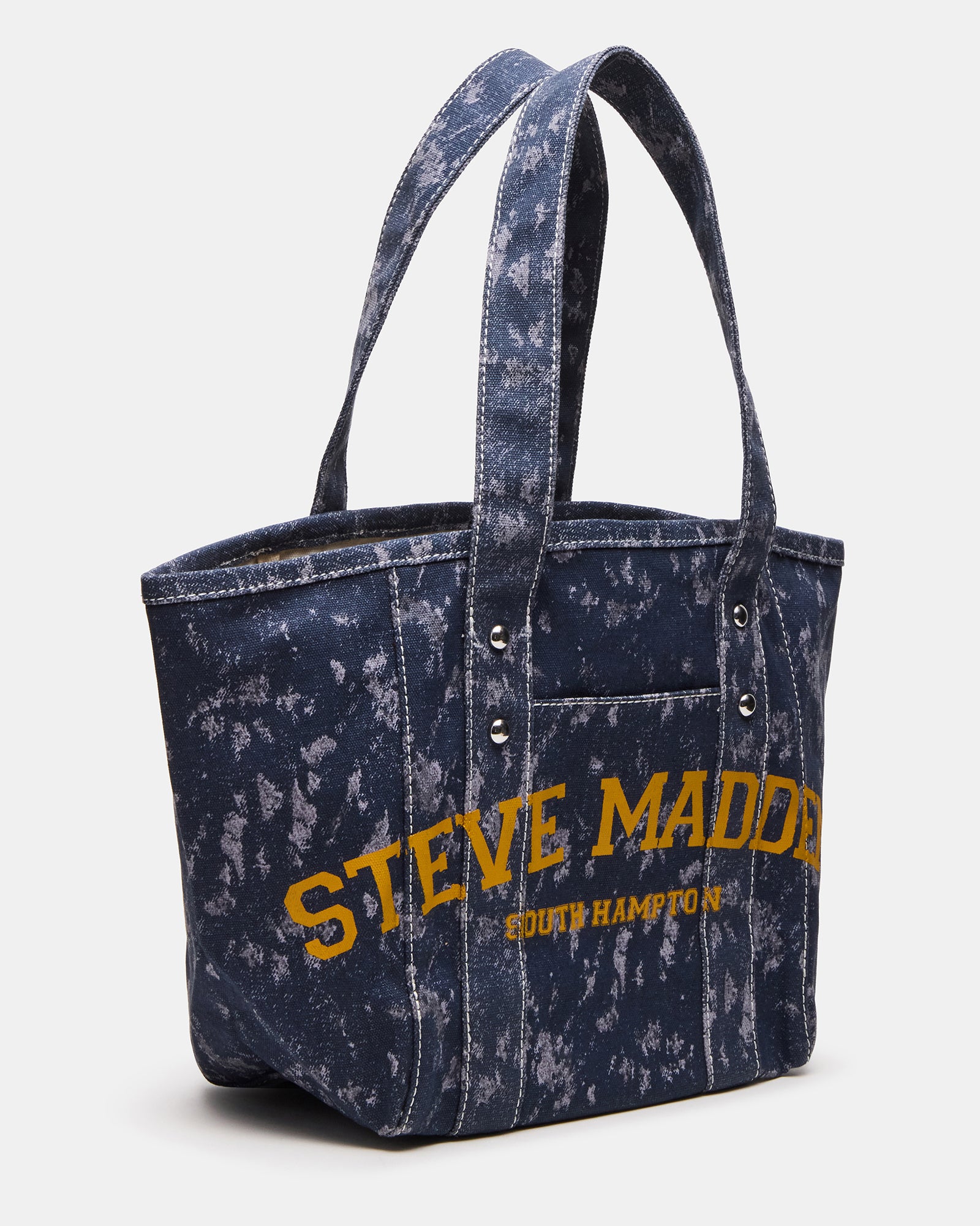 Denim tote bag with logo and shoulder strap, ideal for beach days