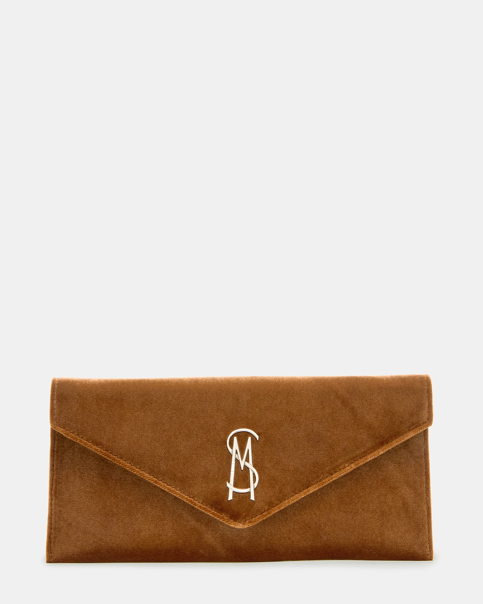 Front view showing envelope design and magnetic closure of crossbody bag for women.