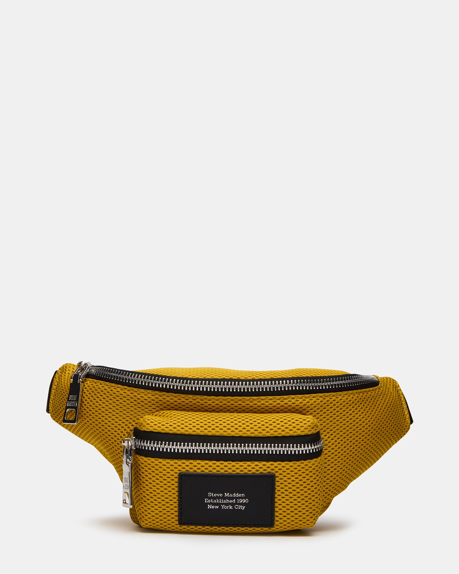 Yellow leather crossbody bag with oversized zipper for urban style