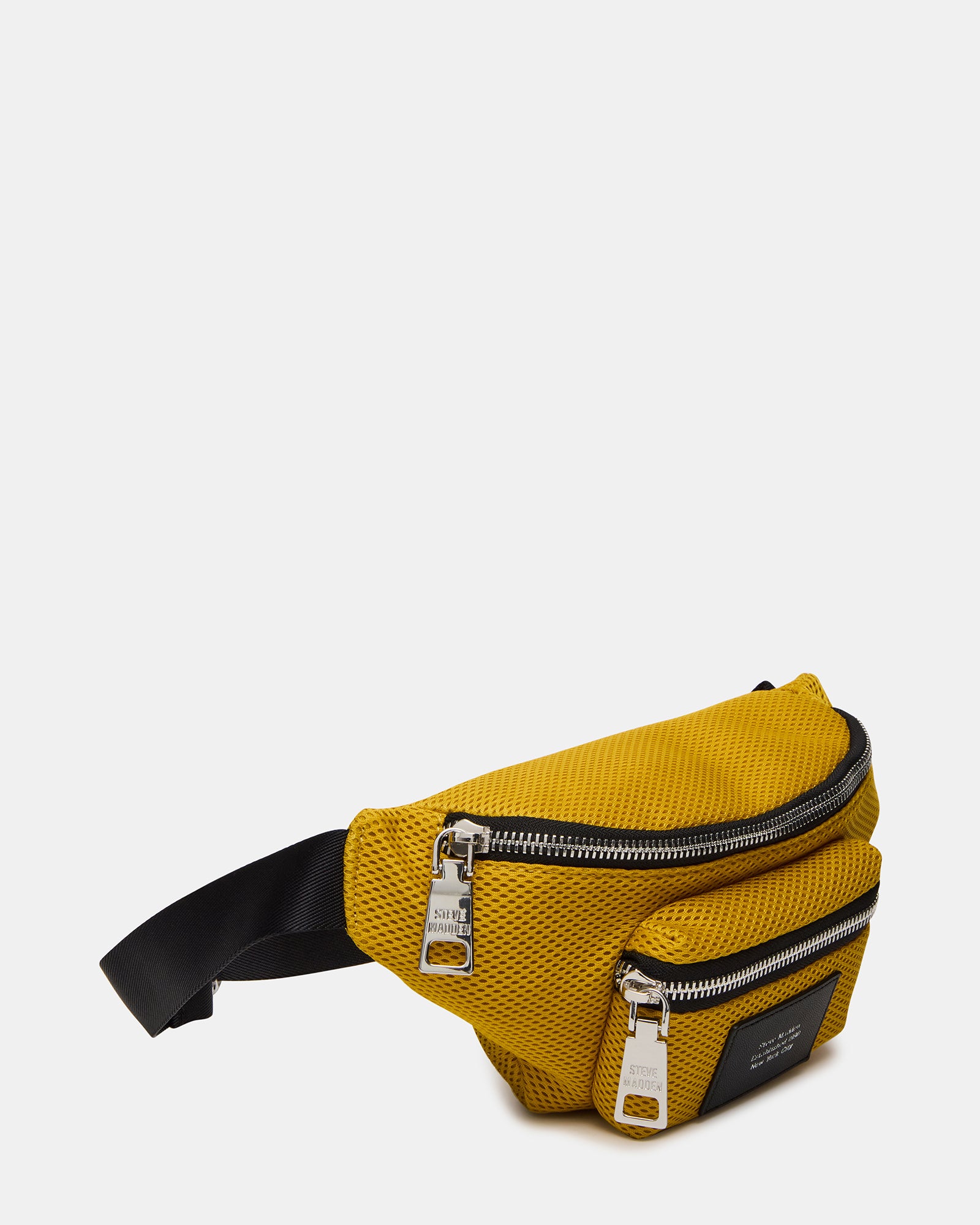 Yellow leather crossbody bag with oversized zipper for urban style
