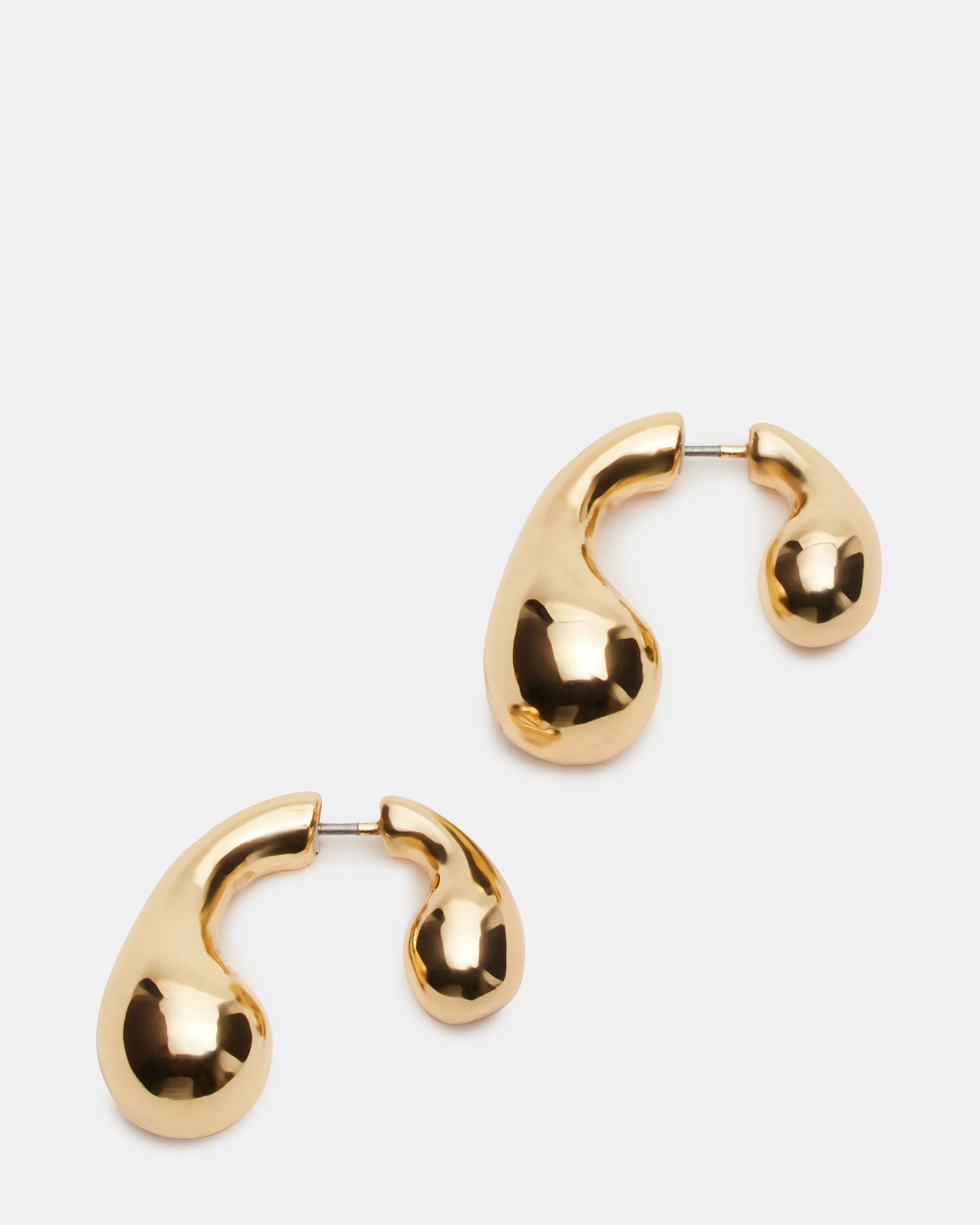 Front view of gold teardrop earrings showing elegant design