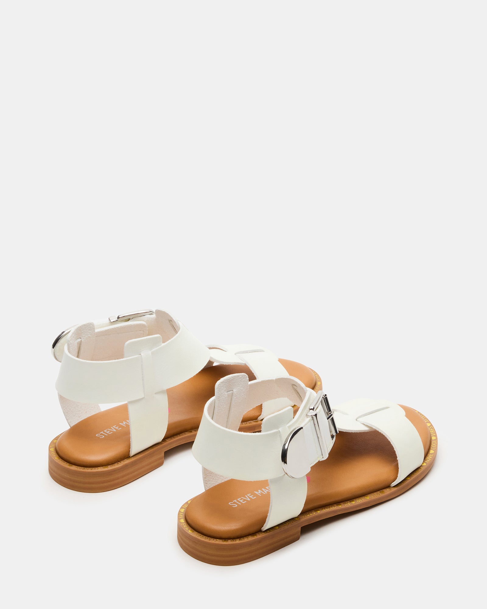 Close-up of ankle strap buckle on kids sandals