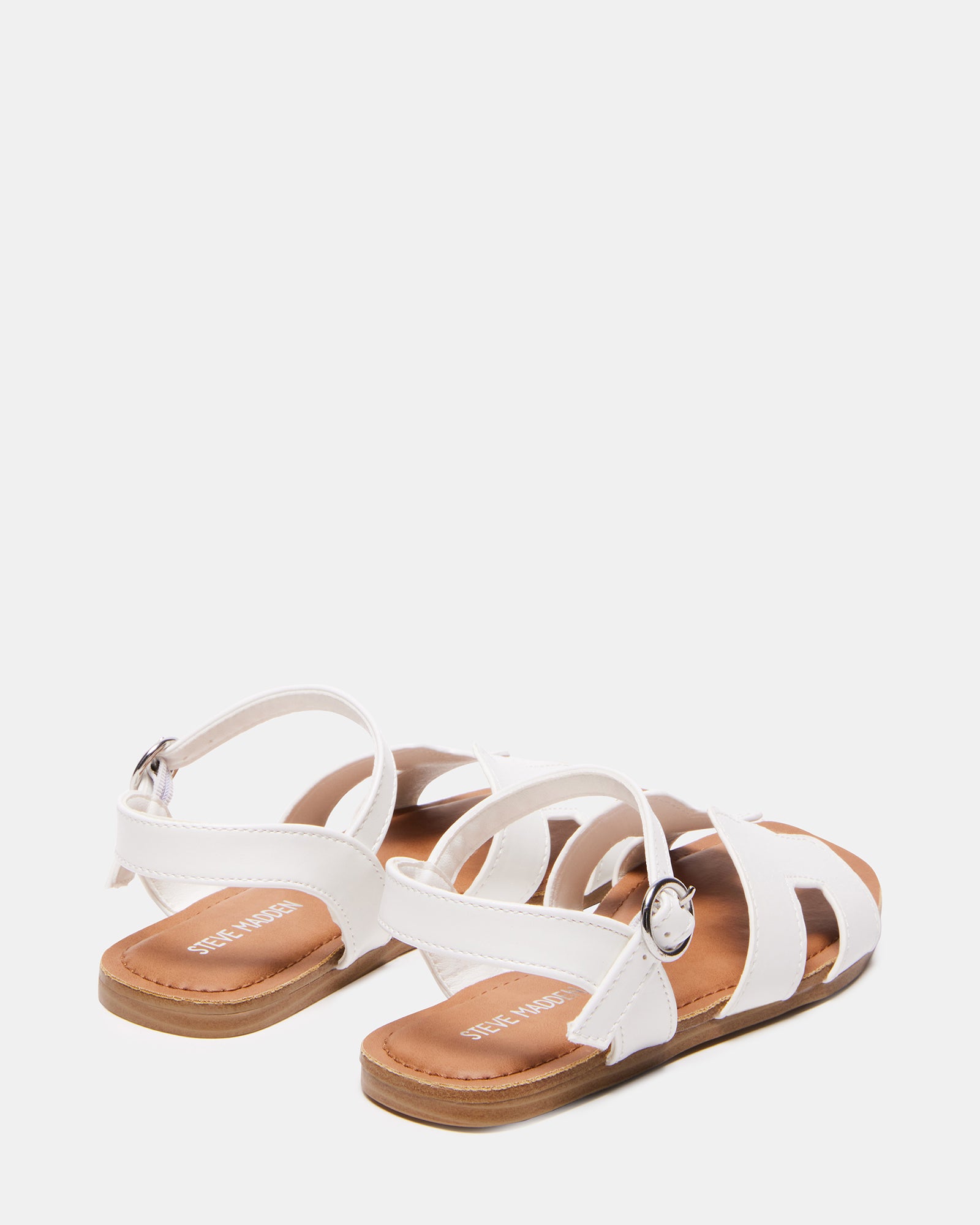 Top-down angle showing adjustable ankle strap on female summer sandals
