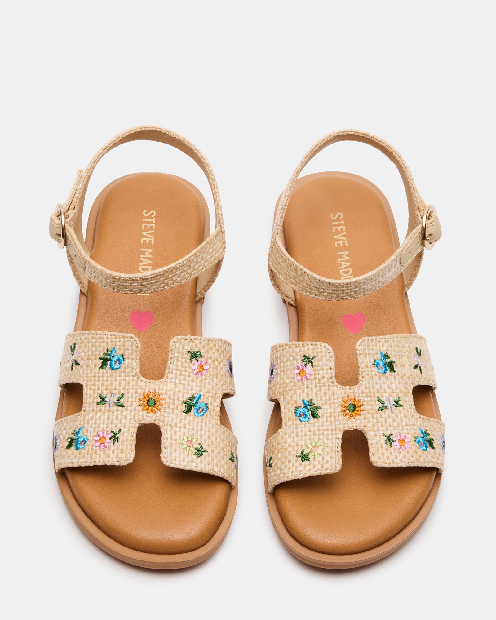 Haydlyn floral kids sandals from front, showing star details