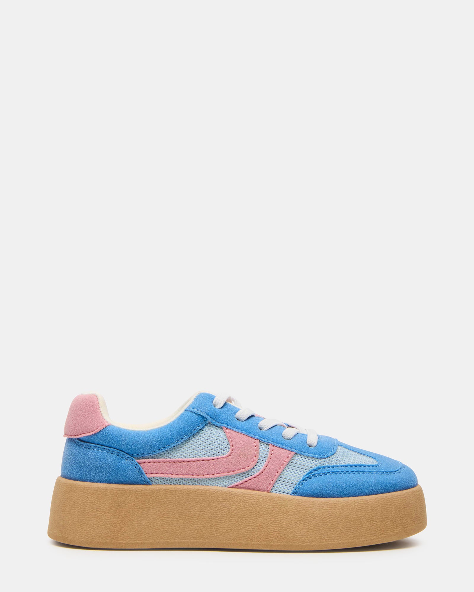 Kids' Jersey Blue Sneakers front view with silver platform