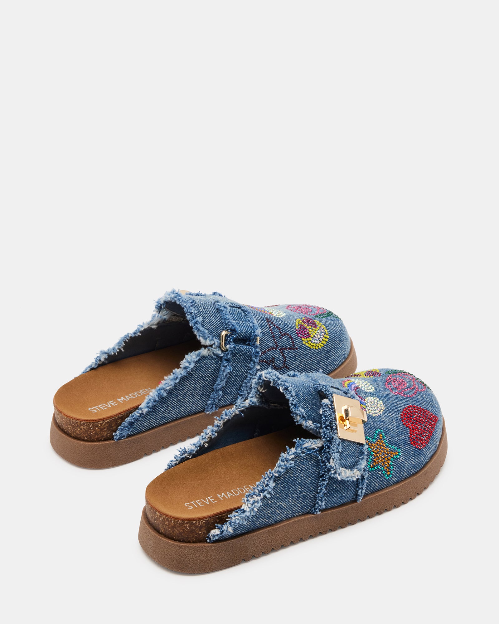 Top angle of the slip-on mule design showing open heel for easy wear