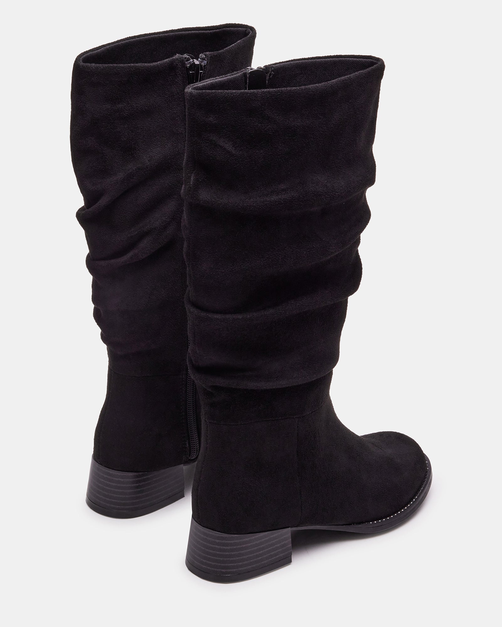 Close-up of heel and textured shaft of kids boots—perfect for chilly days.