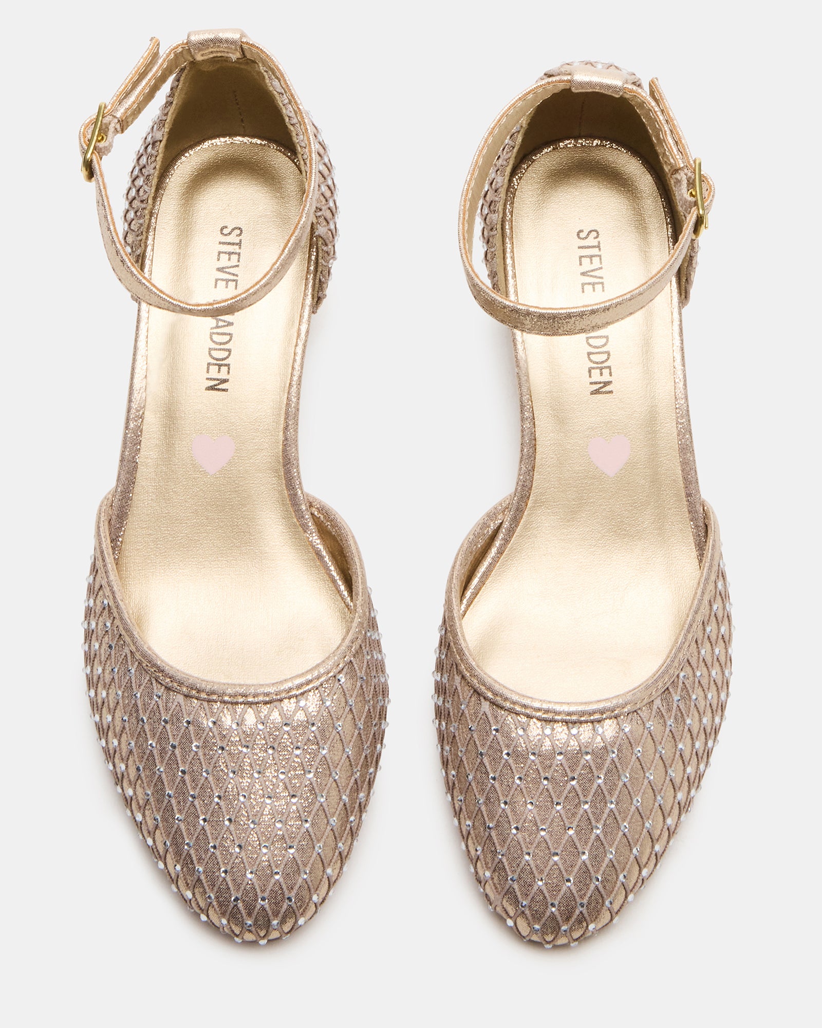 Kids Prettyy Gold shoes with ankle strap and block heel for dressy occasions