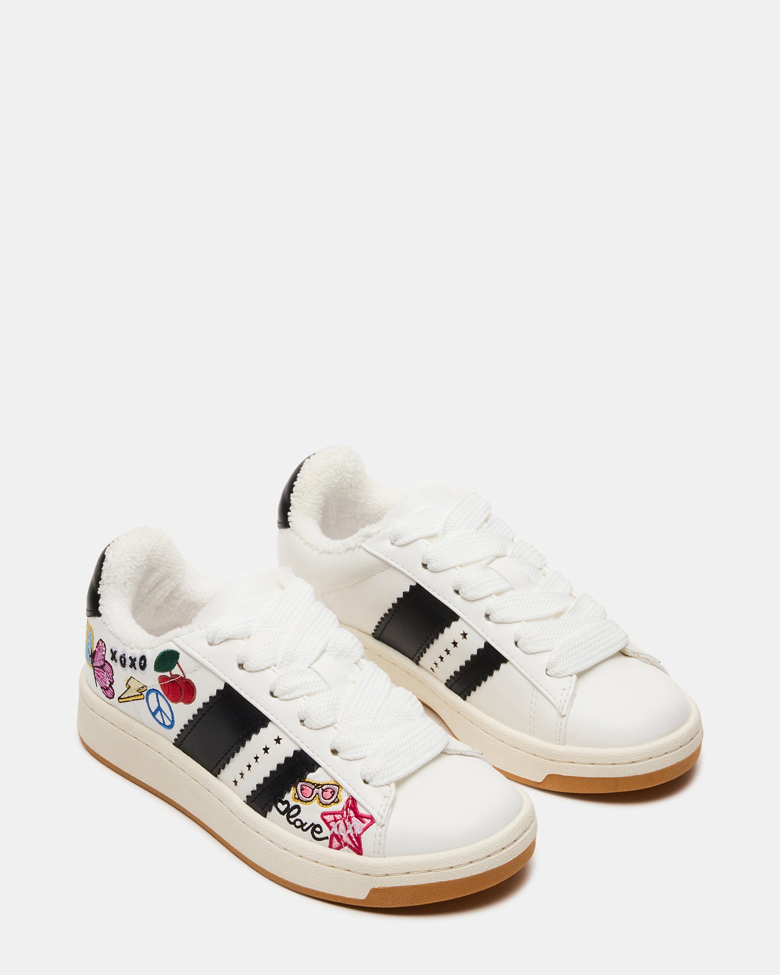 Top-down angle of low-top sneakers showing lace-up detail
