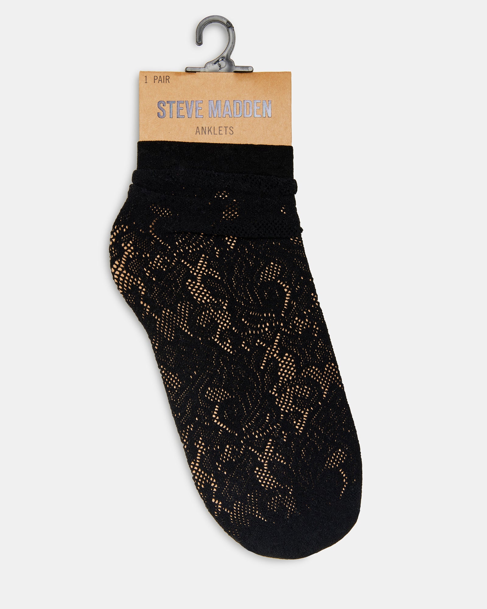 Model wearing black lace socks with a stylish outfit