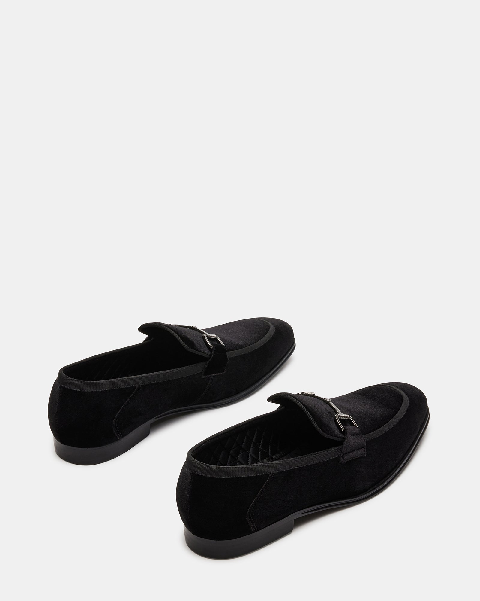 Top-down angle of velvet platform heels ideal for evening wear