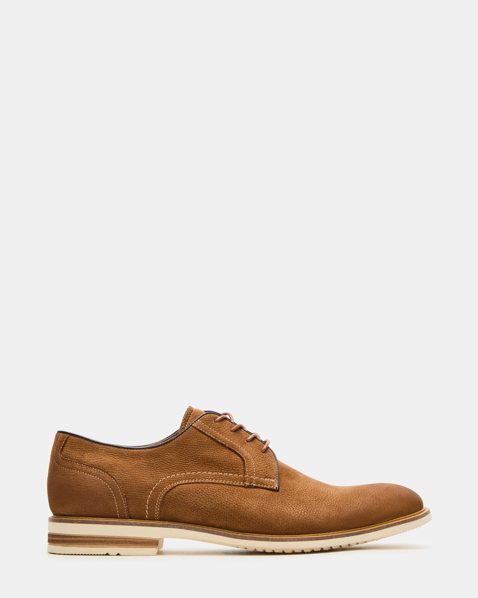Side view of Alvarez Tan Nubuck men's dress shoes showcasing craftsmanship.