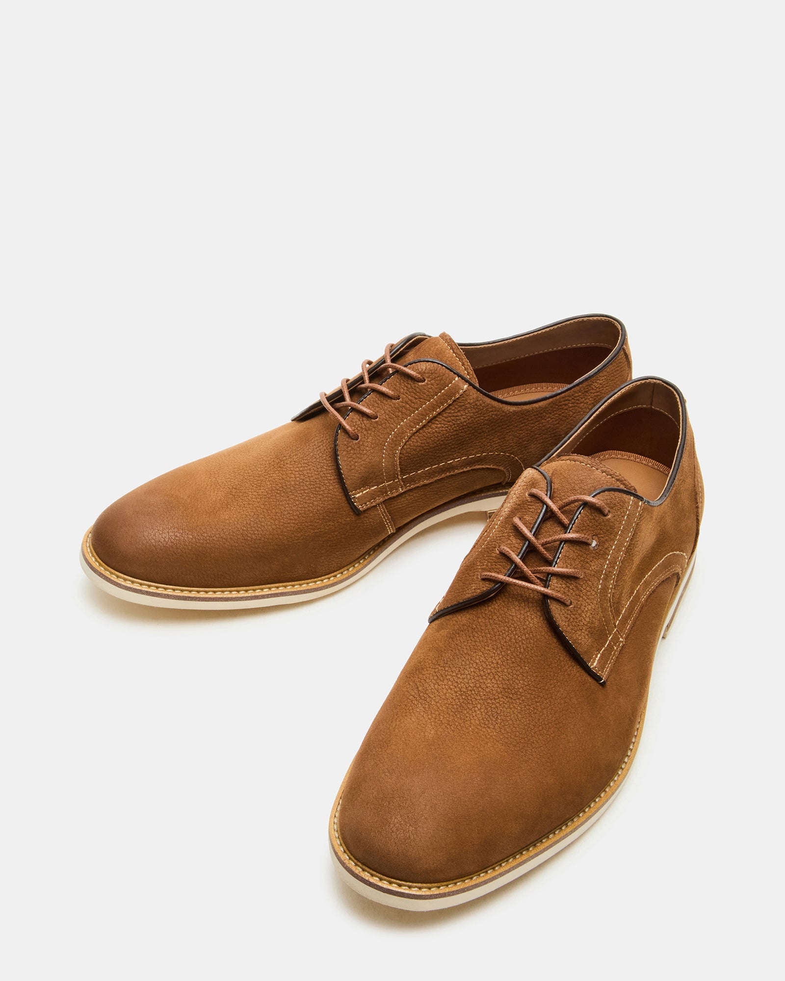 Side view of Alvarez Tan Nubuck mens dress shoes showcasing craftsmanship.