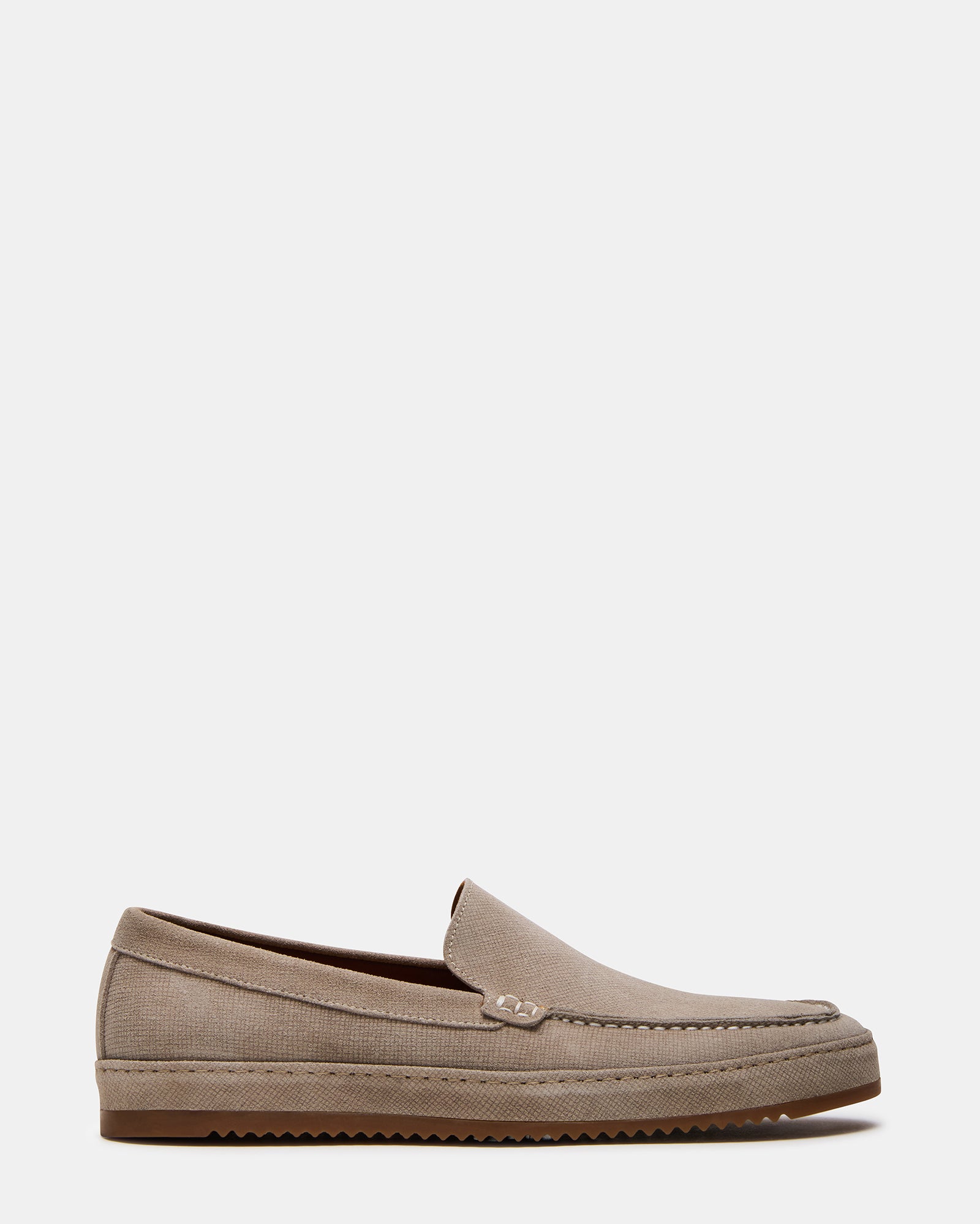 Close-up of Arrozza suede penny loafers highlighting textured brown suede