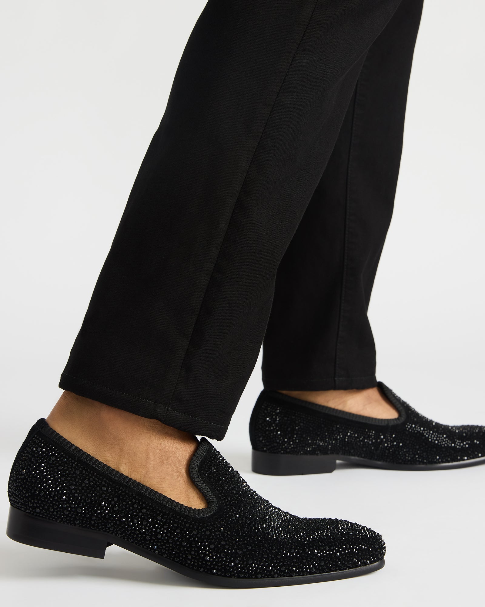 Elegant Bannoch slip-on loafers worn casually, demonstrating comfort and versatility.