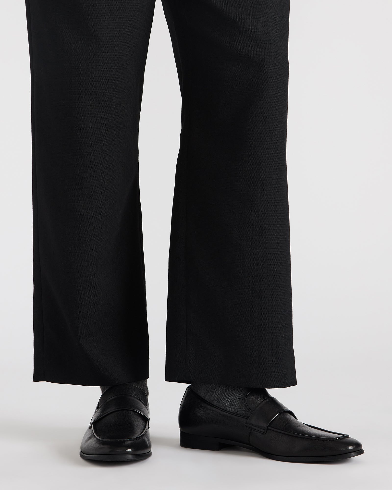 Close-up of the slip-on dress shoes premium leather texture