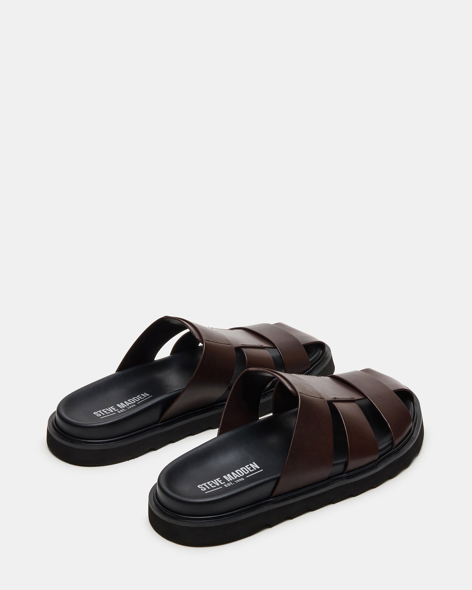 Side view of Blazet leather sandals highlighting rounded toe and sturdy construction