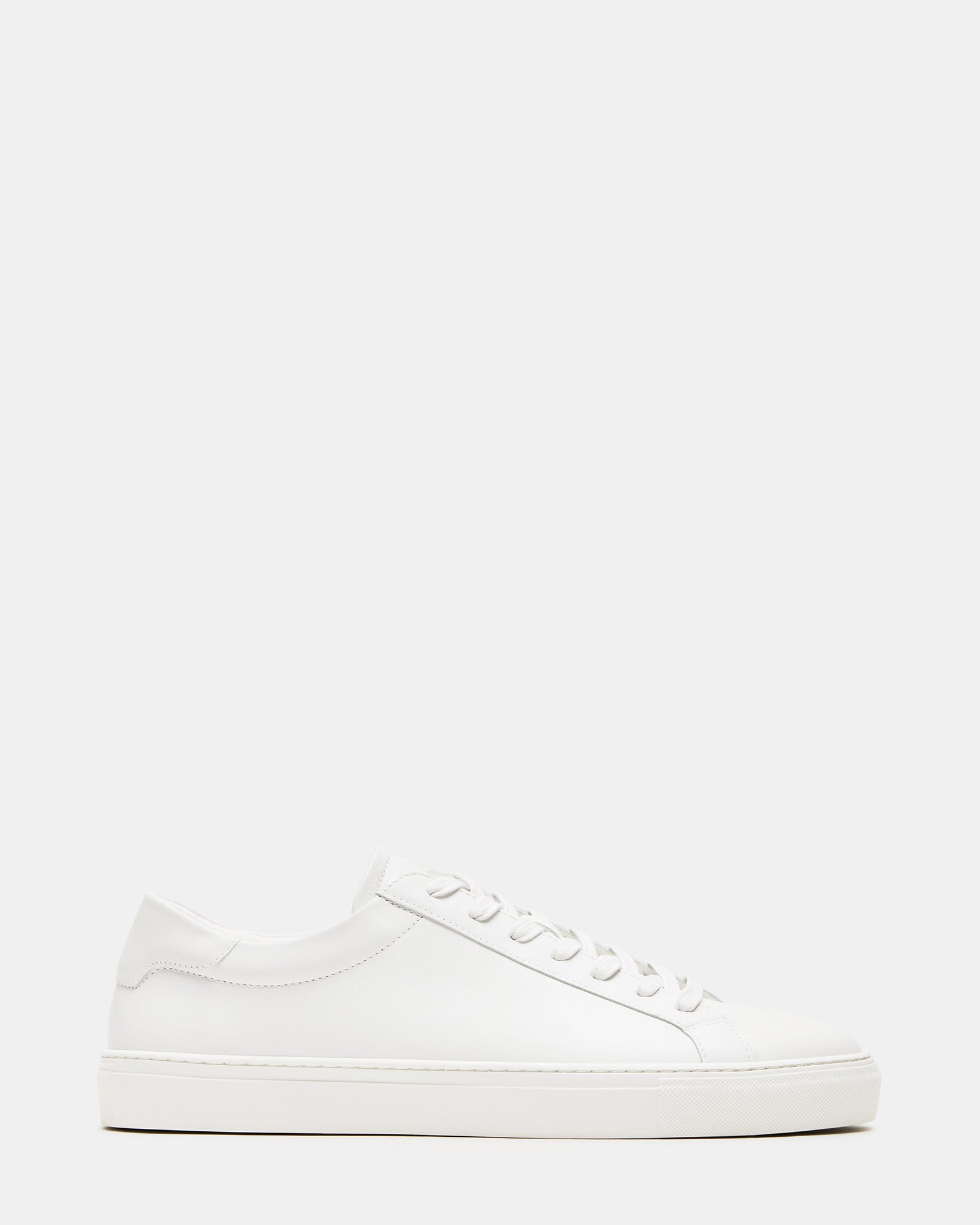 Bottega white leather sneakers from the side, highlighting the lace-up design.