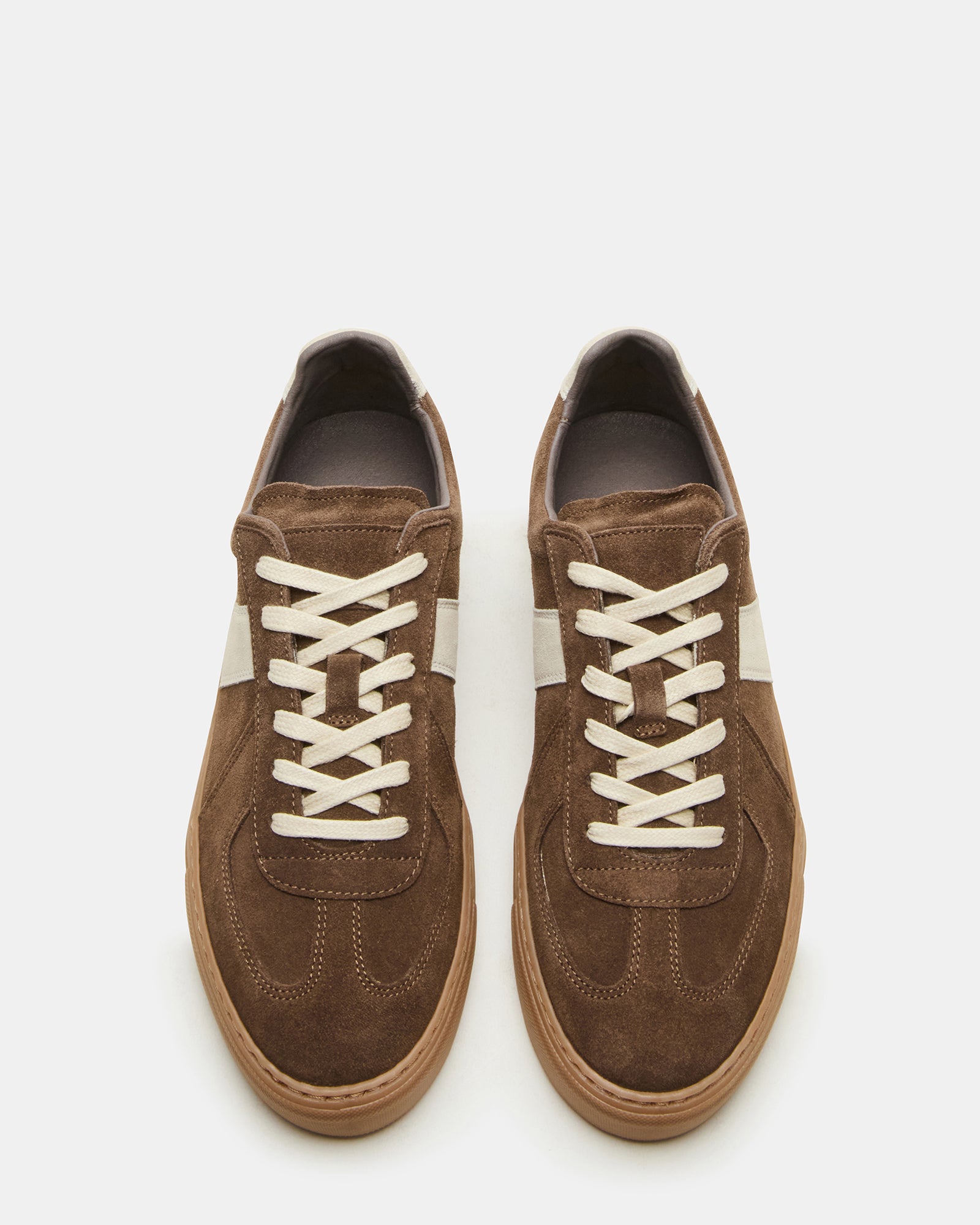 Side view of BRADY taupe suede shoes showcasing the durable material