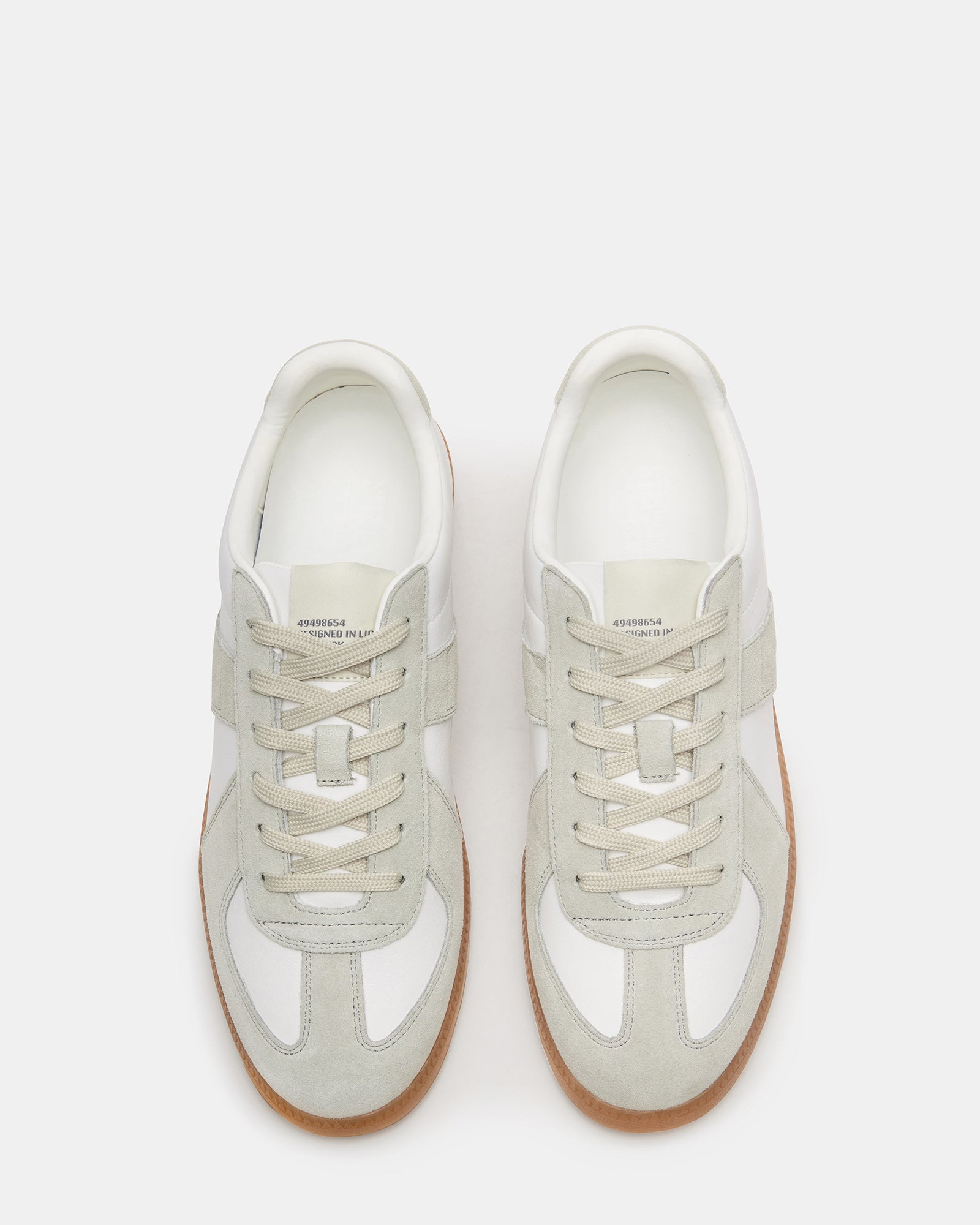 Top-down angle of mens casual shoes with lace-up design and cushioned lining